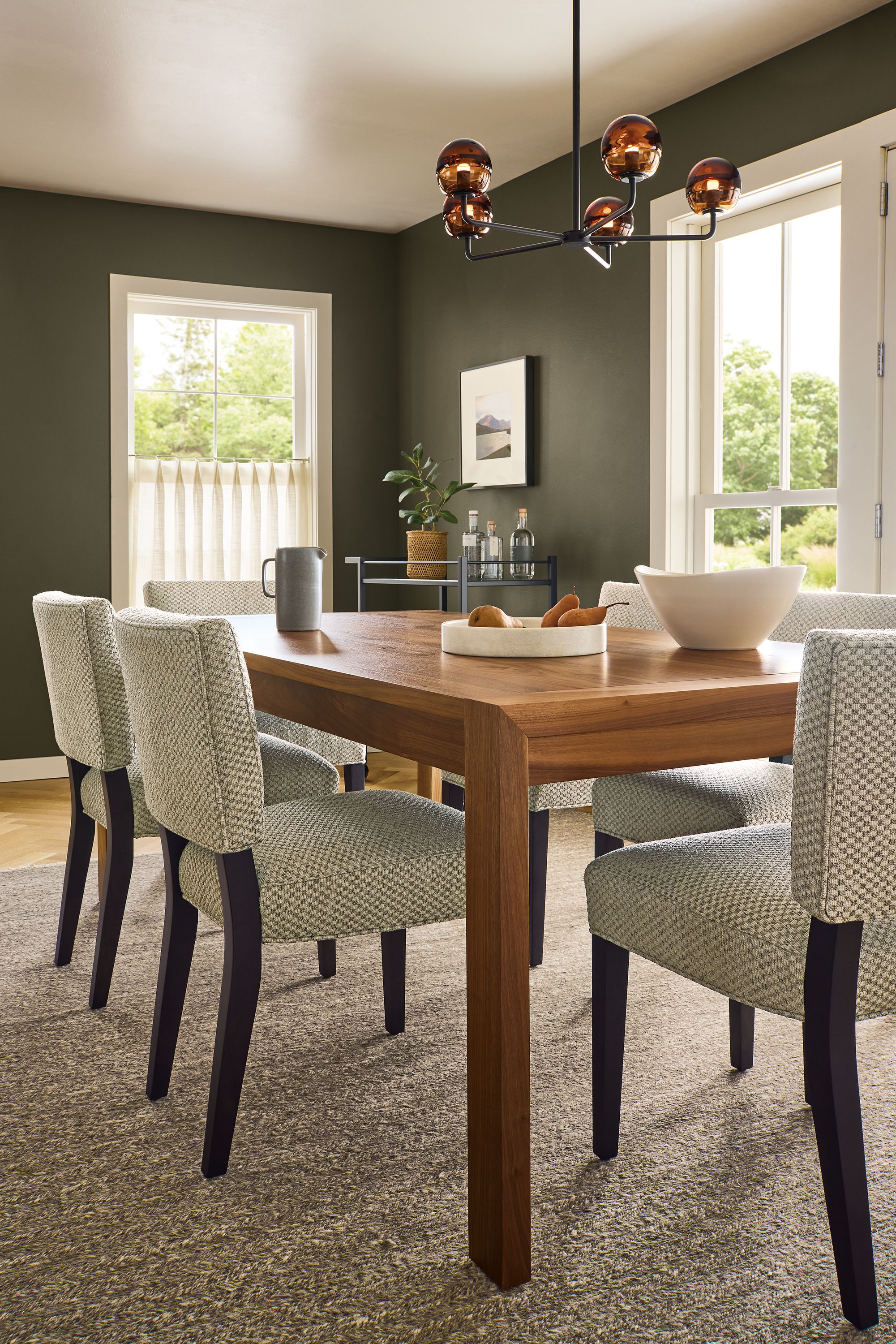 Chair in Lang grey fabric with charcoal legs