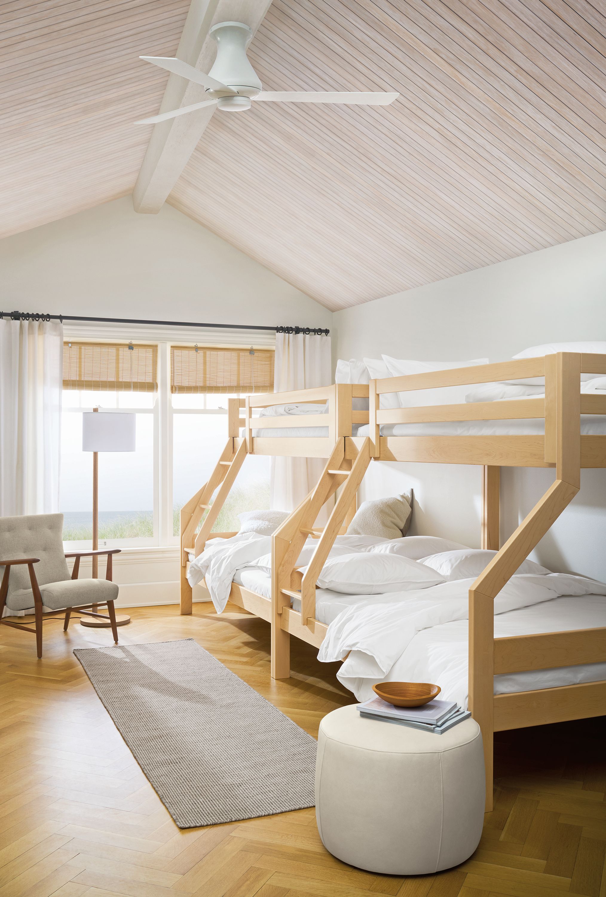 Two bunk beds in maple