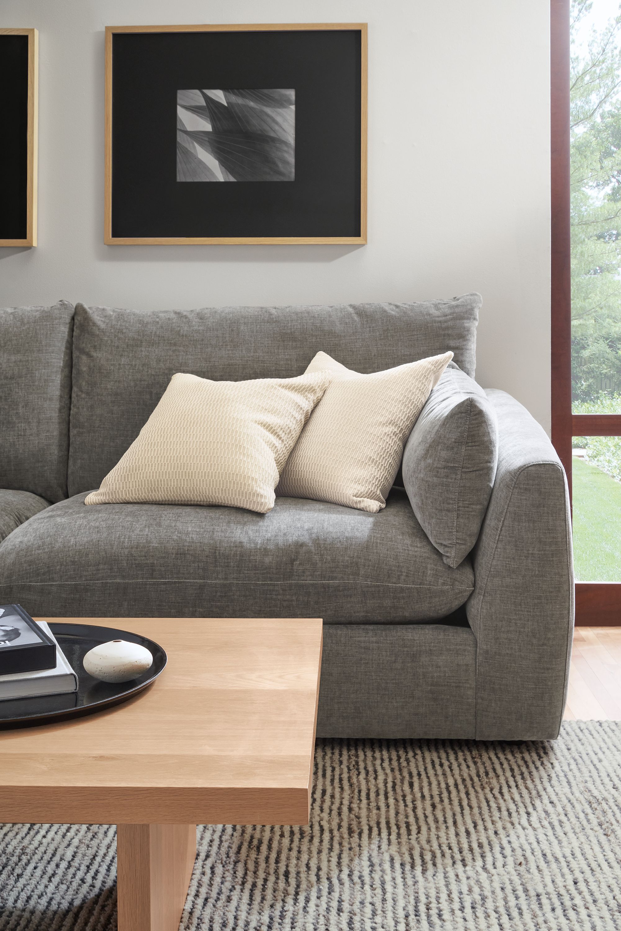 96" sofa in Mori graphite fabric