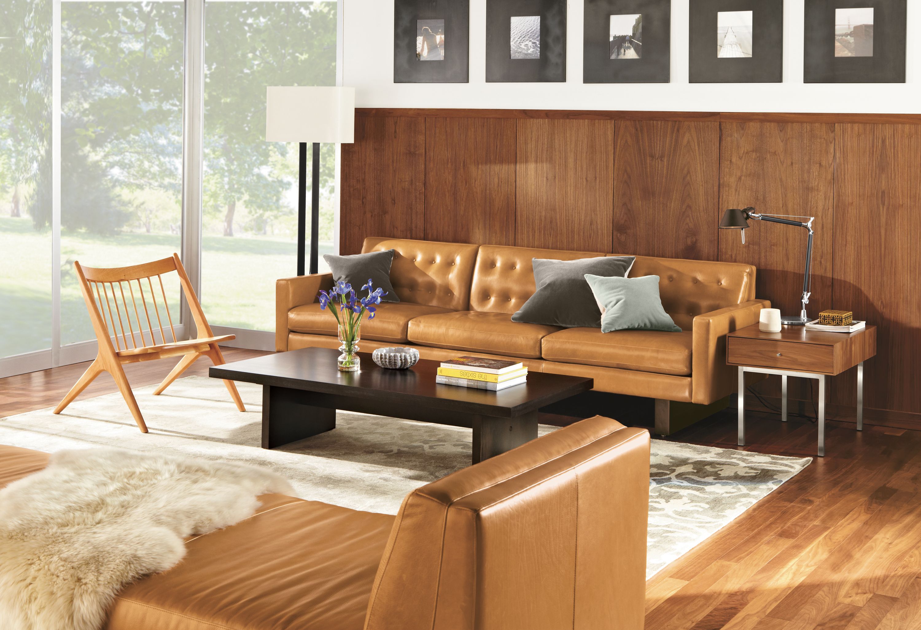 Detail of Wells 101 inch sofa in Brighton Camel.