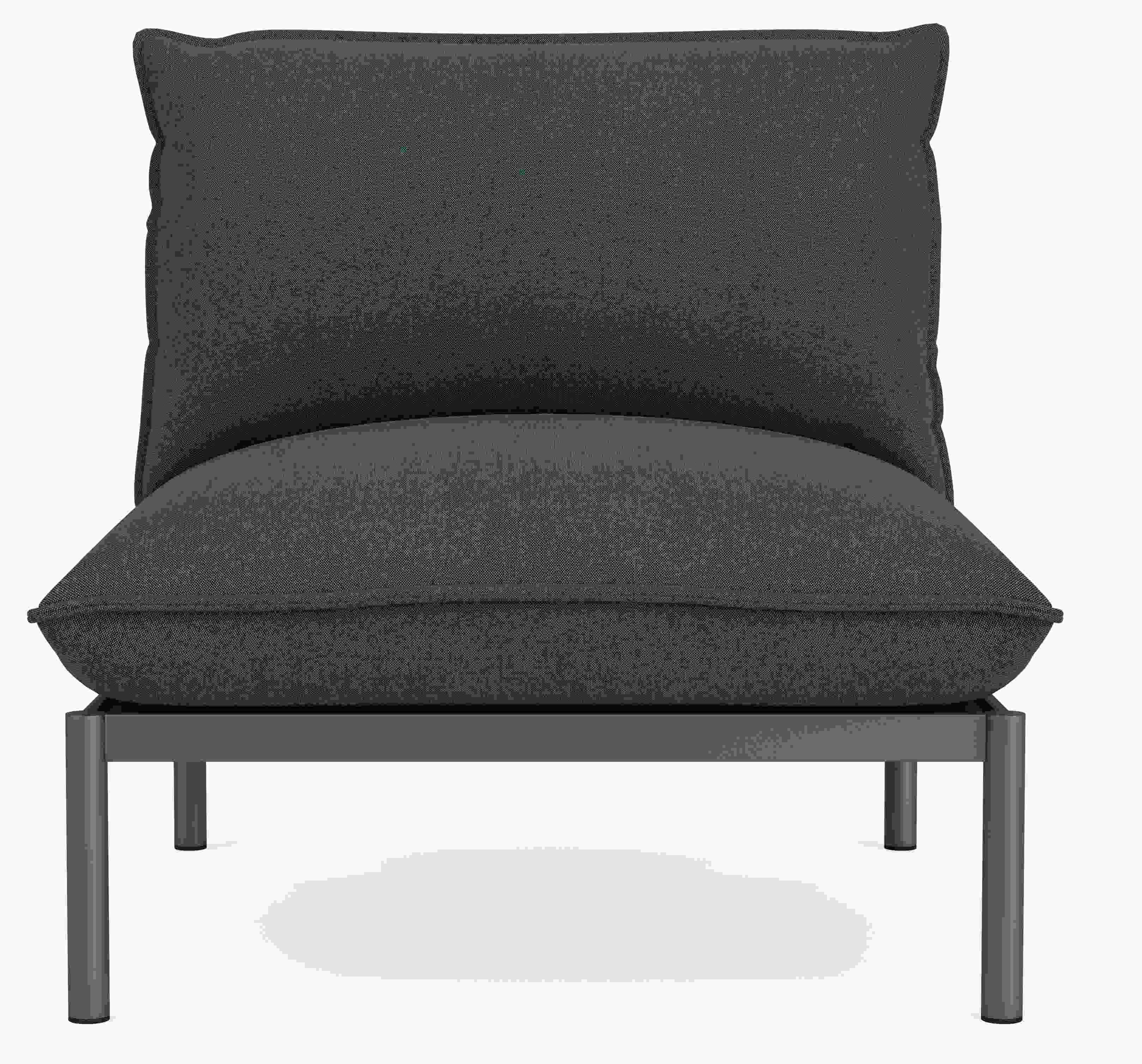 Front view of Westbrook chair with Pelham ink fabric cushion.