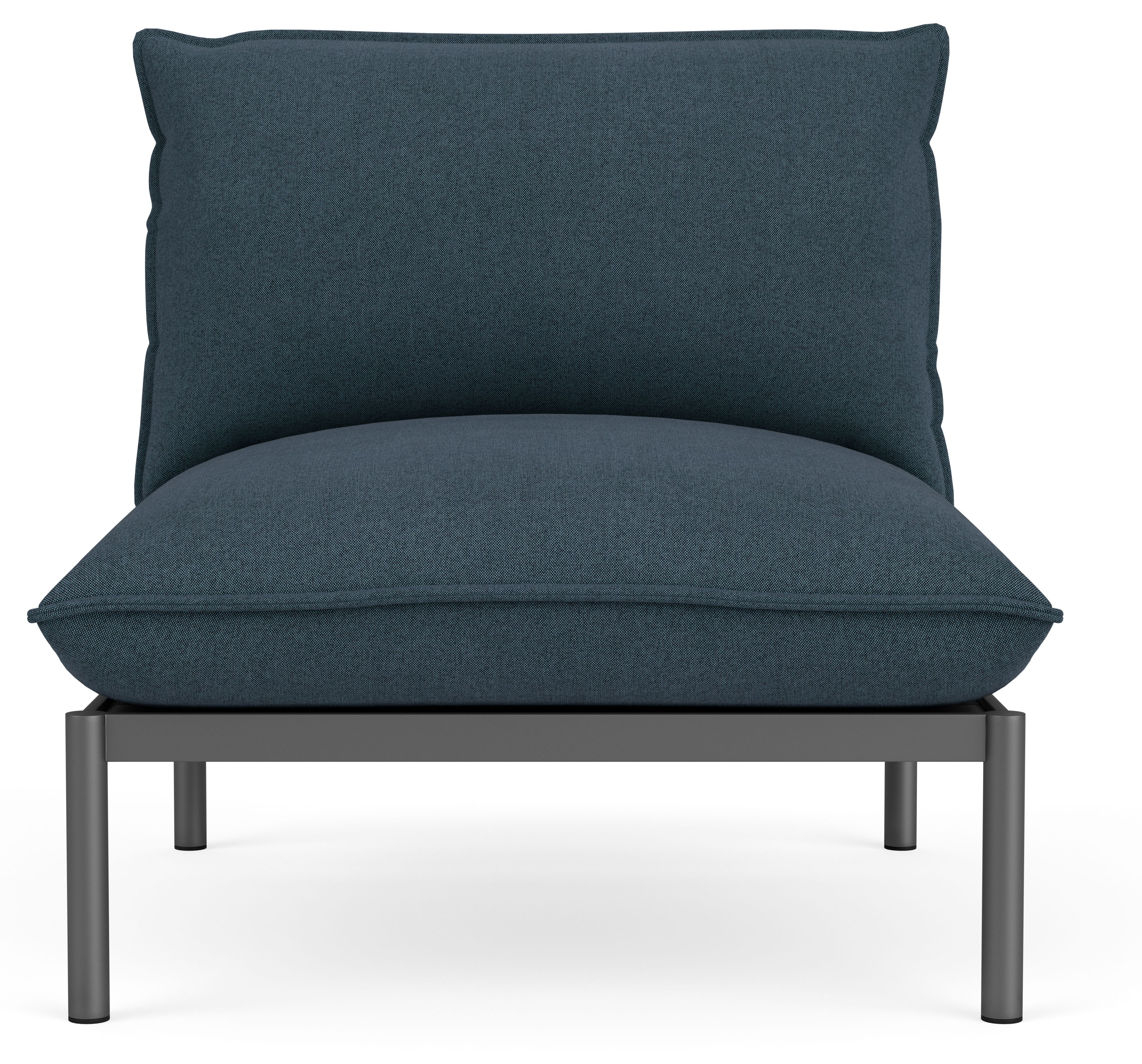 Front view of Westbrook chair with Pelham ink fabric cushion.