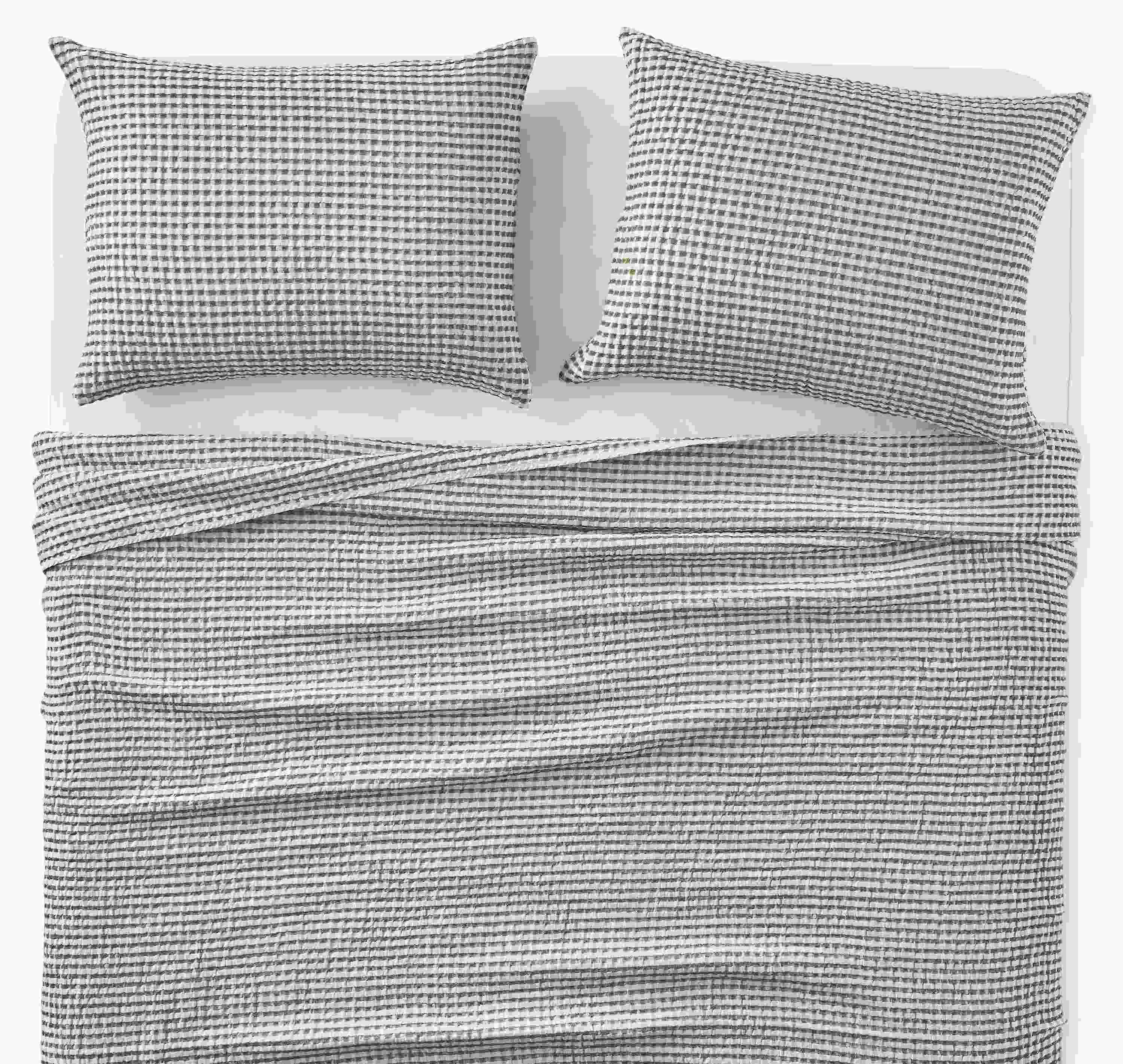Overhead view of a bed with westin full/coverlet set in spruce.