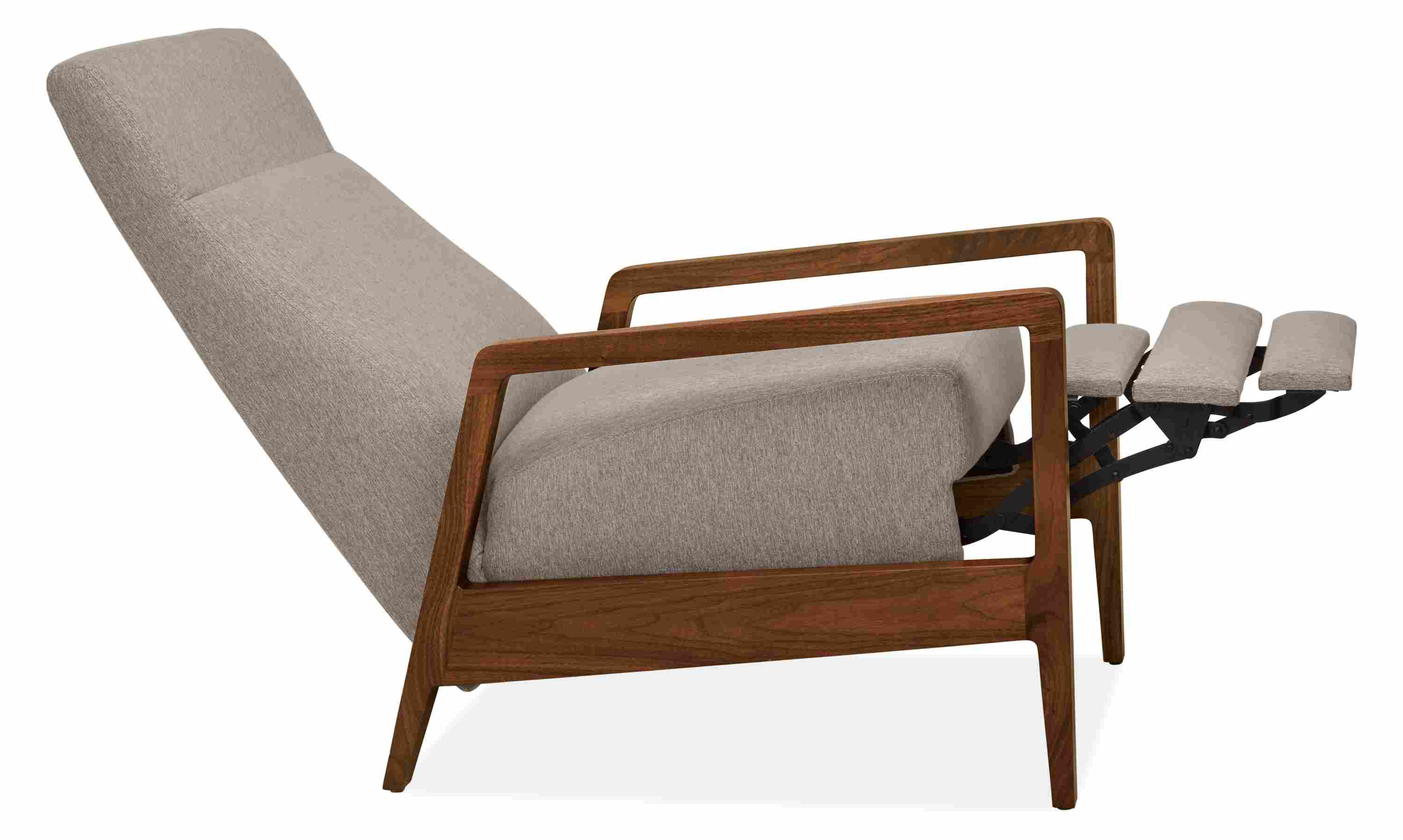 Open detail of Westport Recliner in Flint Ivory.