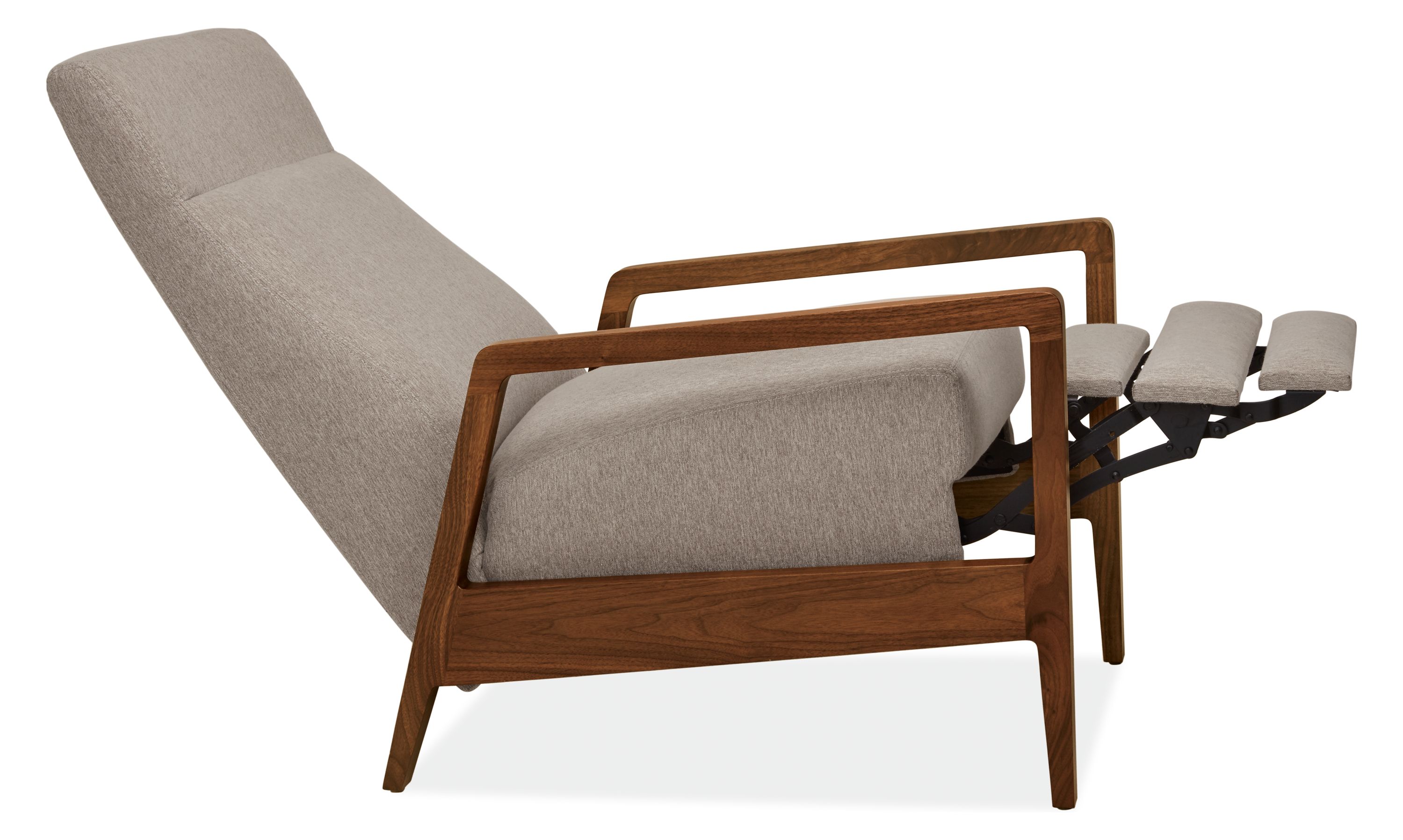 Open detail of Westport Recliner in Flint Ivory.