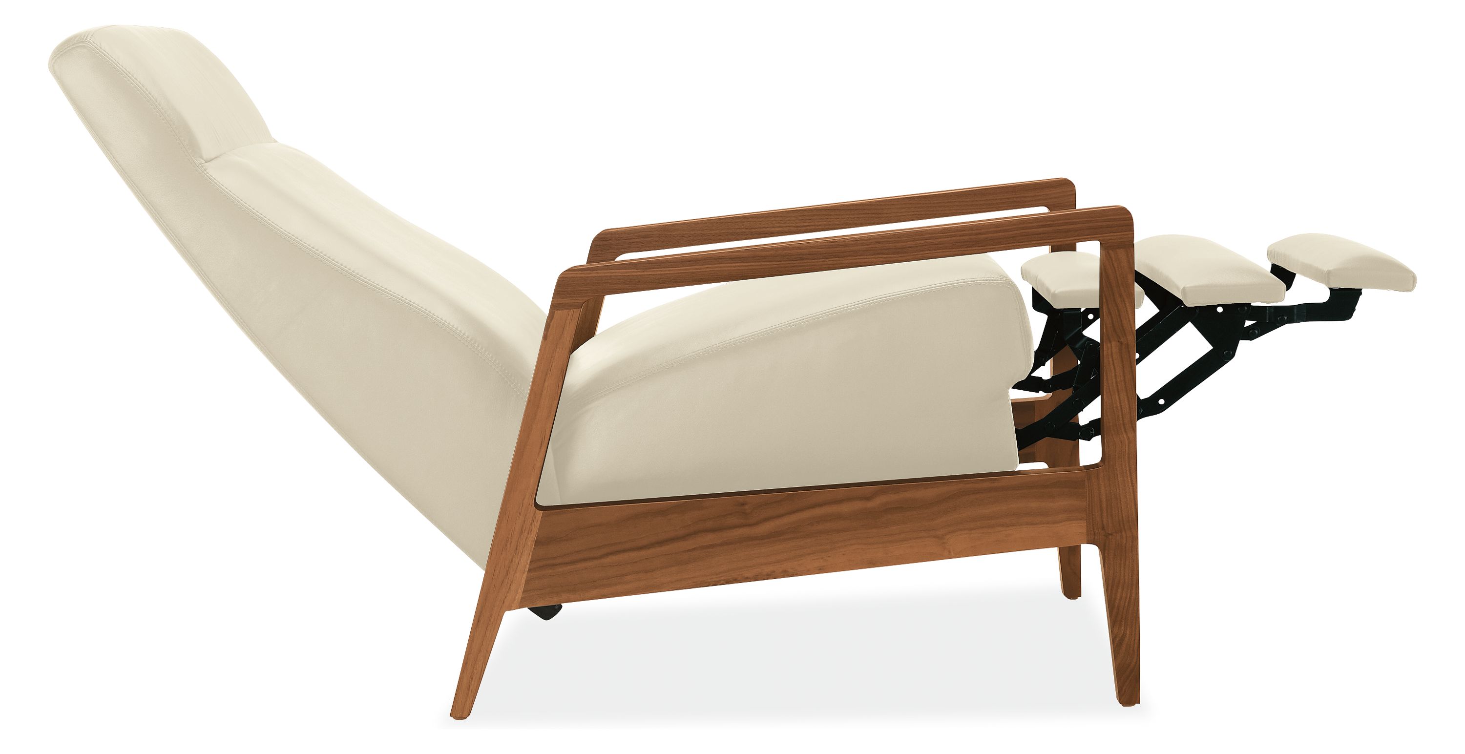Open detail of Westport Recliner in Urbino Ivory.