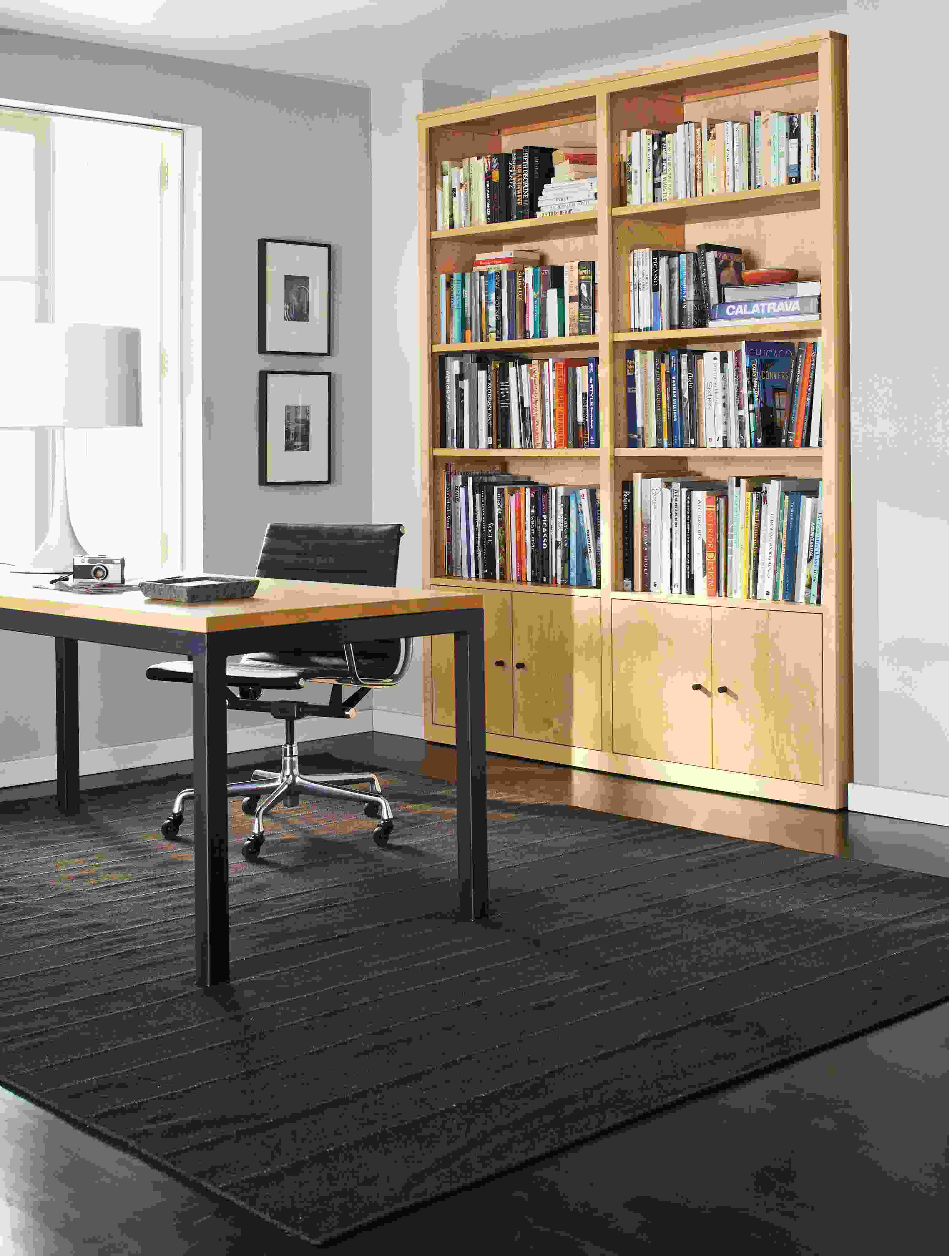 Detail of custom Woodwind bookcase in maple.