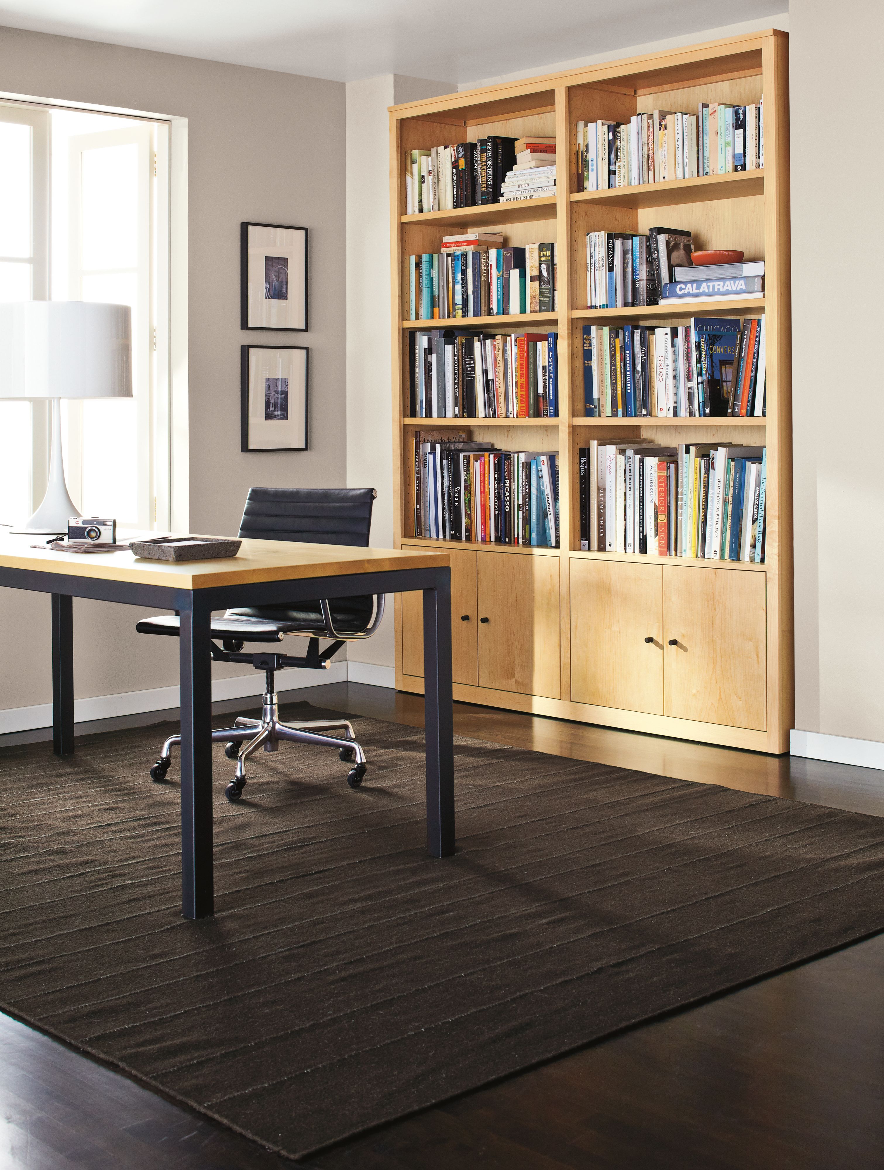 Detail of custom Woodwind bookcase in maple.