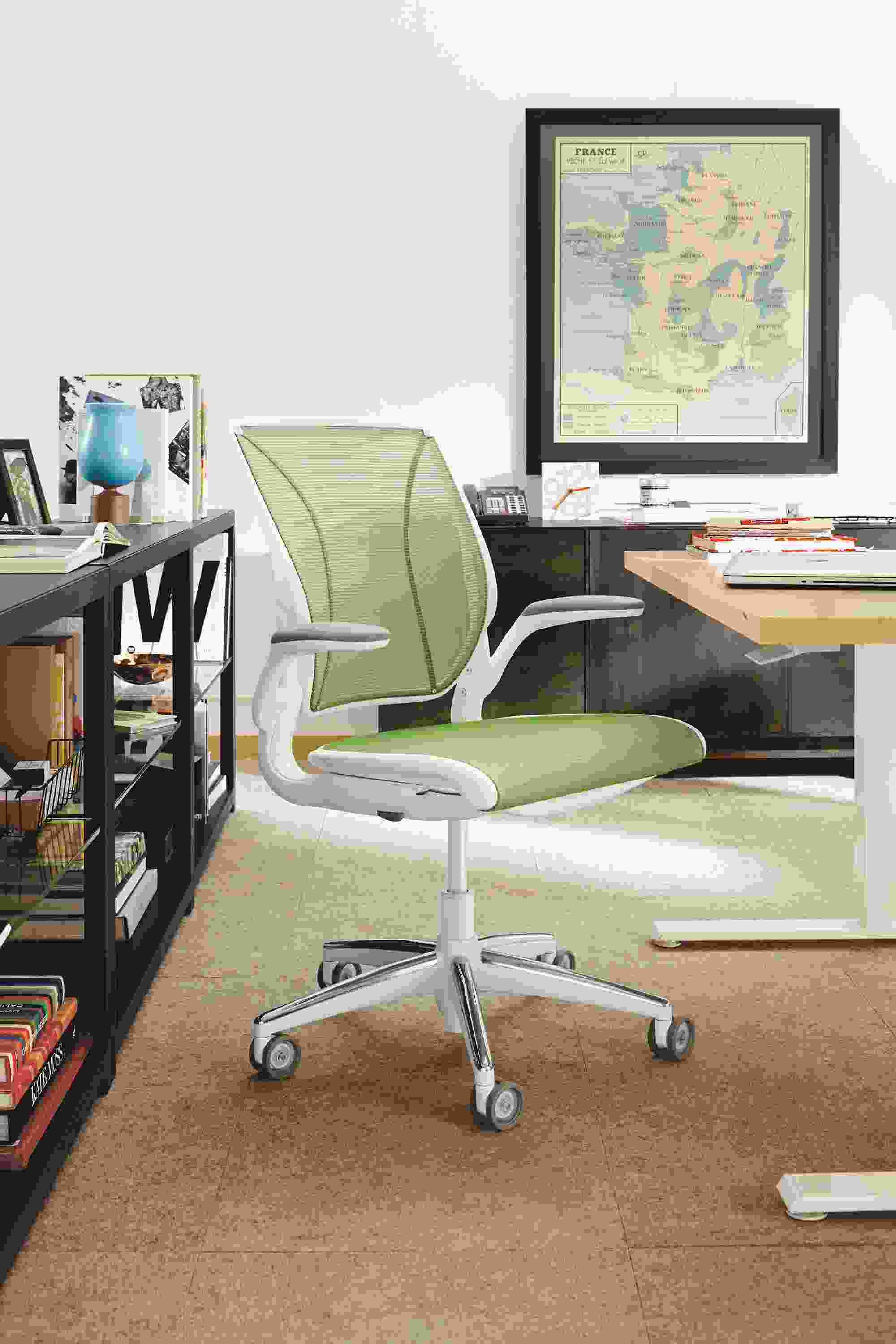 Detail World office chair in white with Citron mesh.