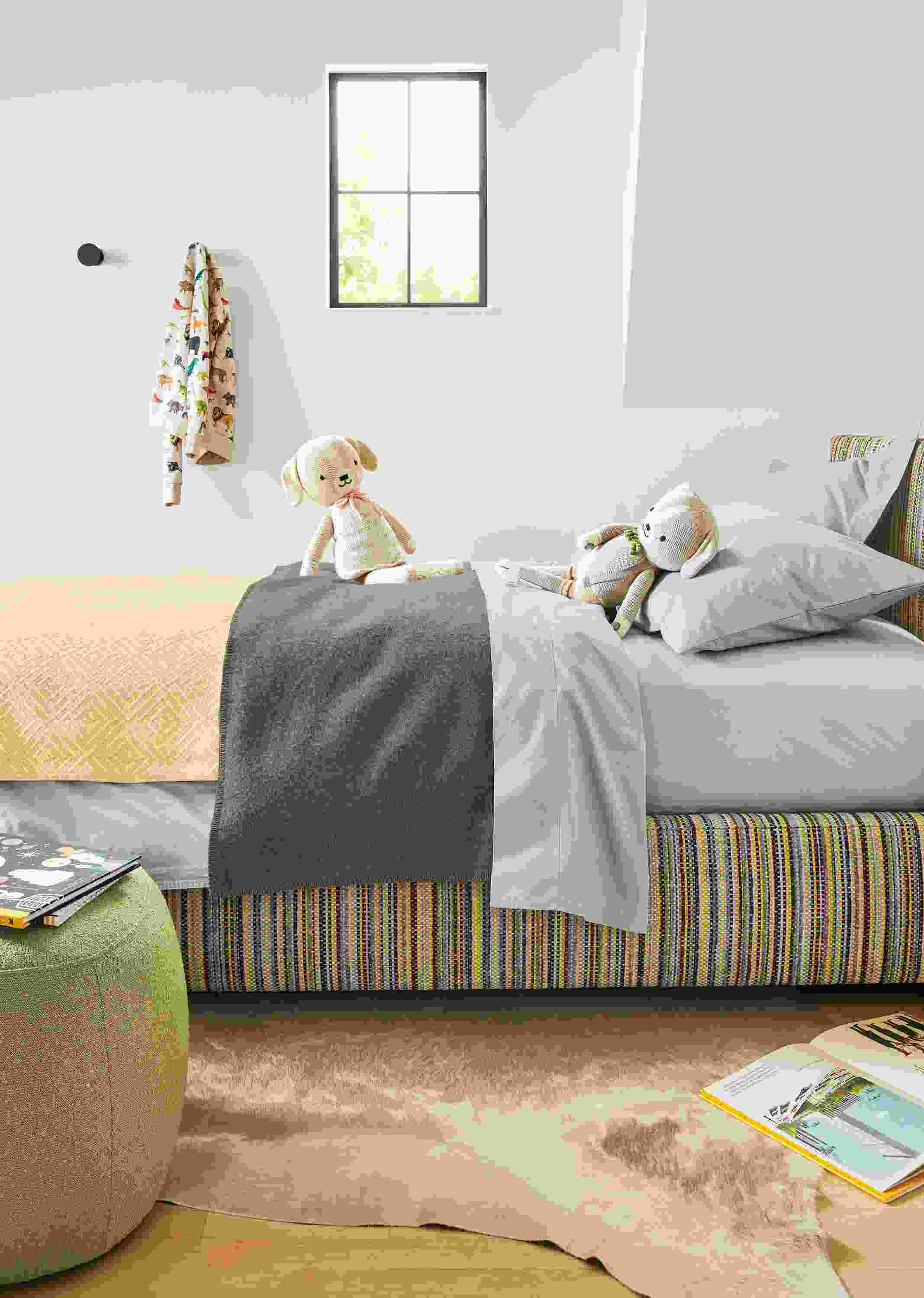 Close-up of Wyatt twin storage bed in kids room.