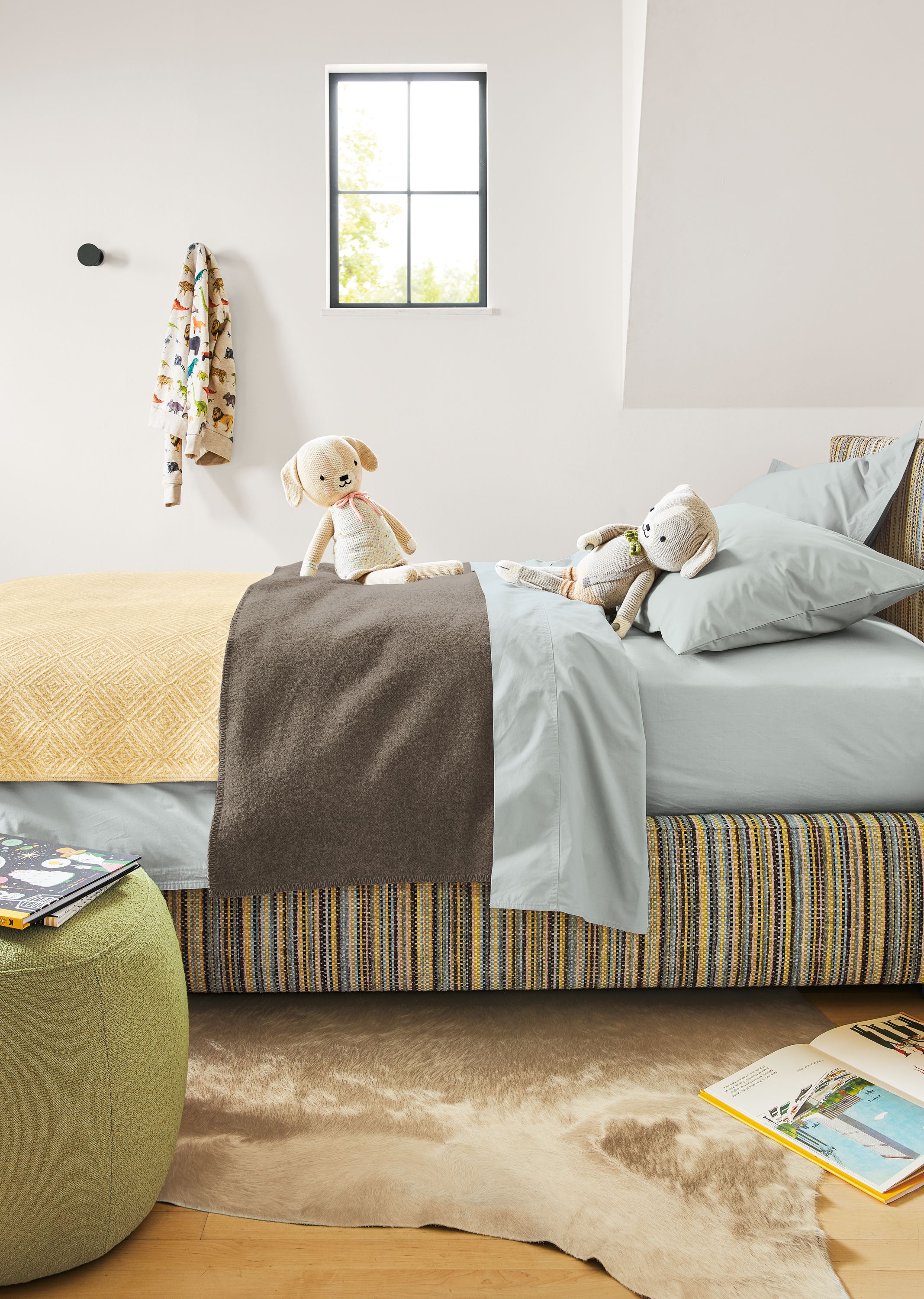 Close-up of Wyatt twin storage bed in kids room.