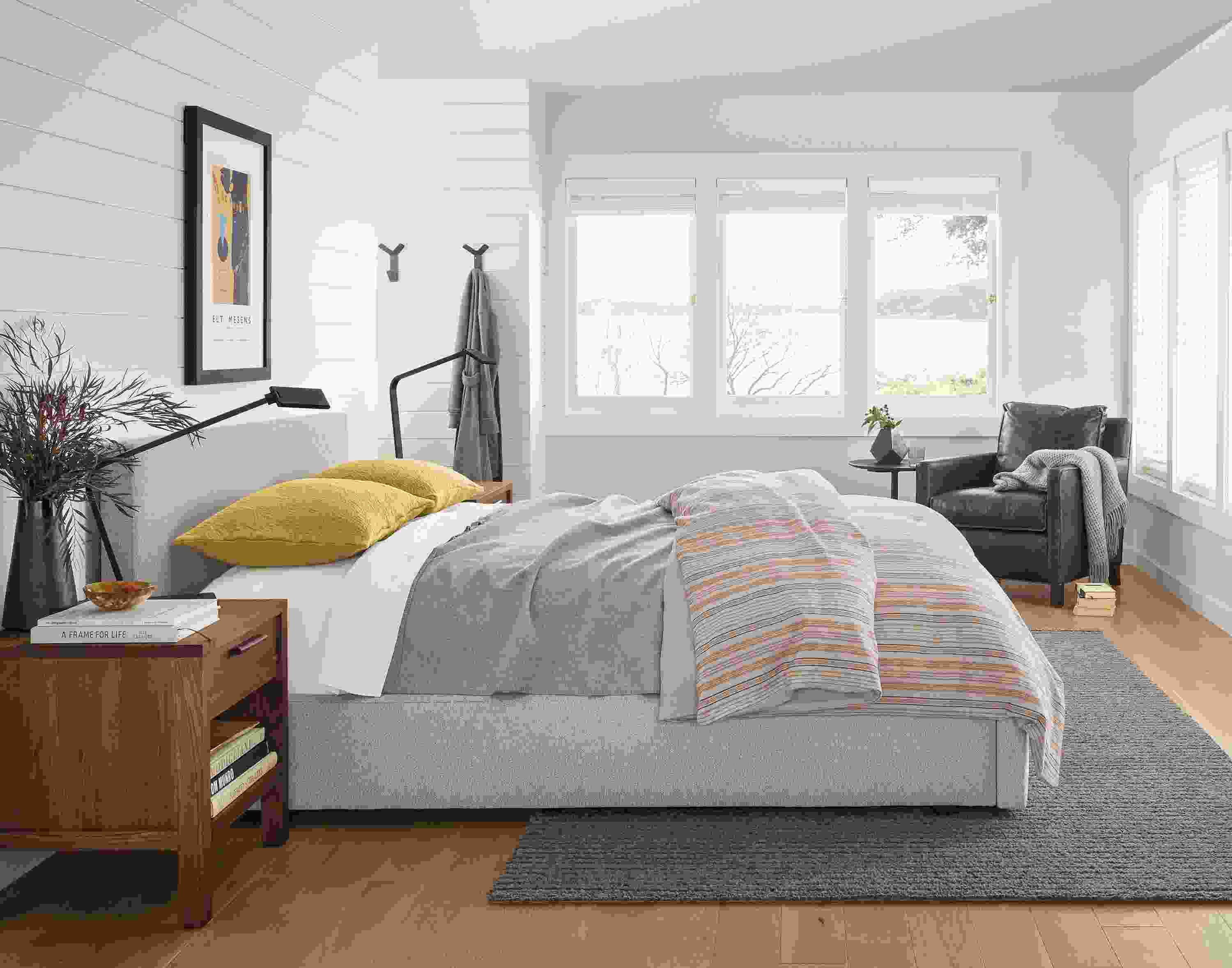 Wyatt queen storage bed in coastal bedroom.