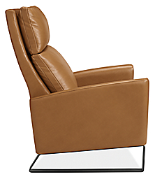 Side view of Wynton Select Recliner Metal Base in Lecco Leather- Curved Arm.