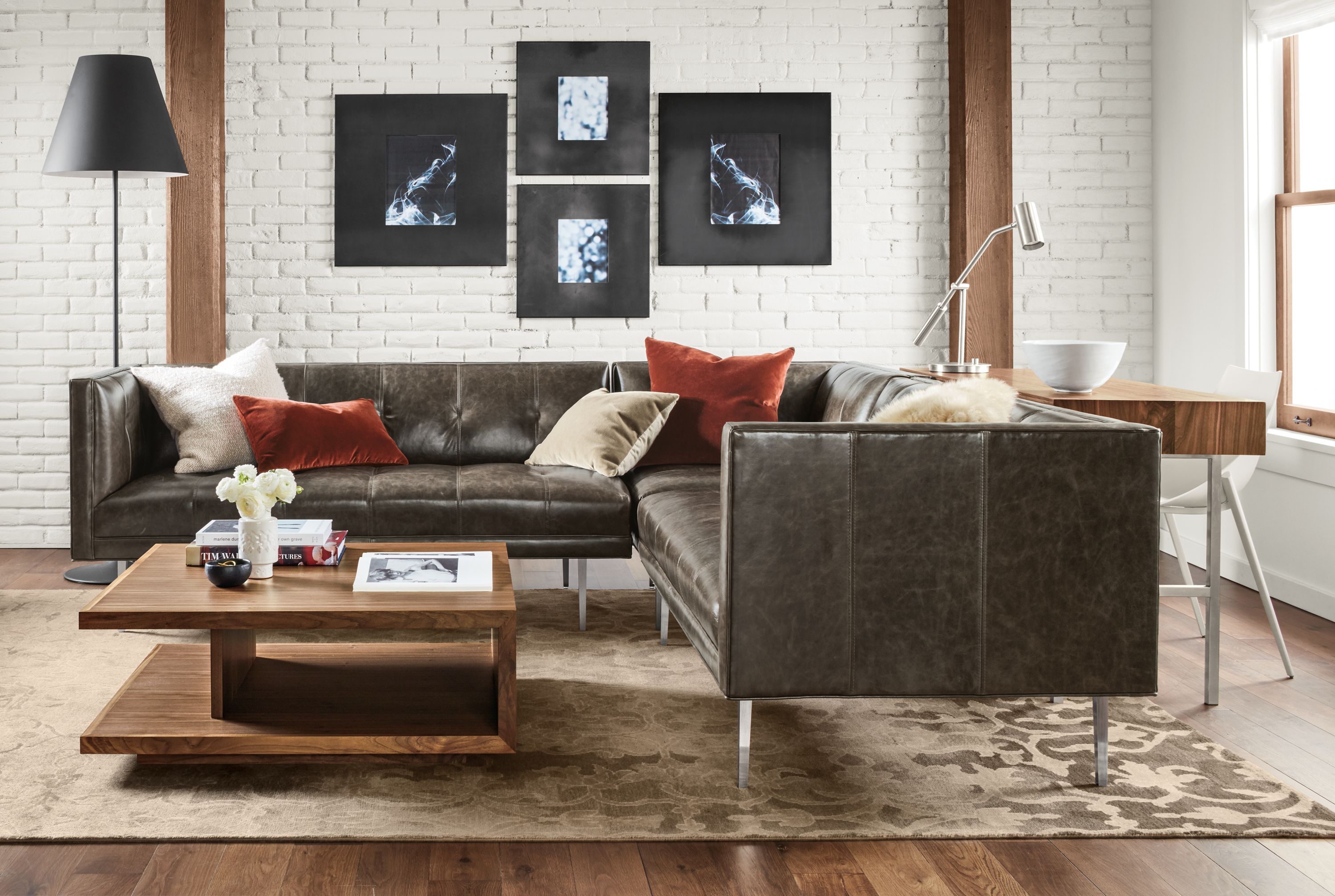 Room and board leather sectional discount