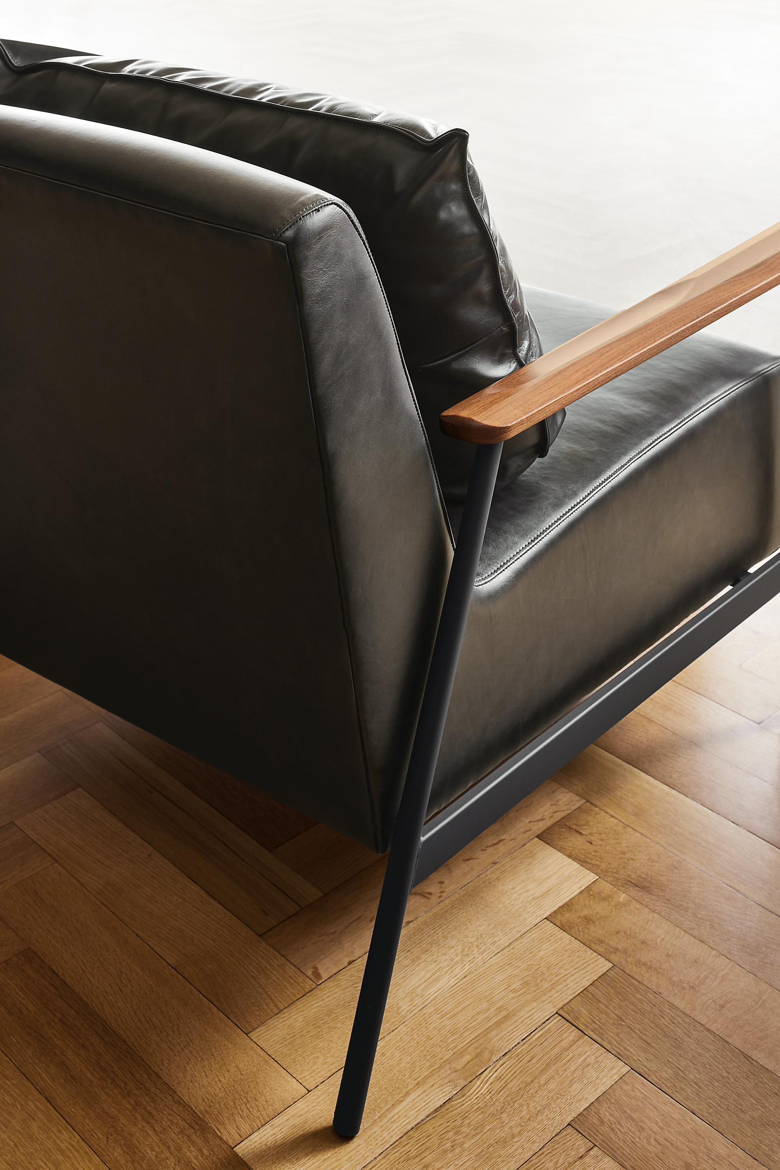 Detail showing back side of Xavier chair in Palermo Leather.