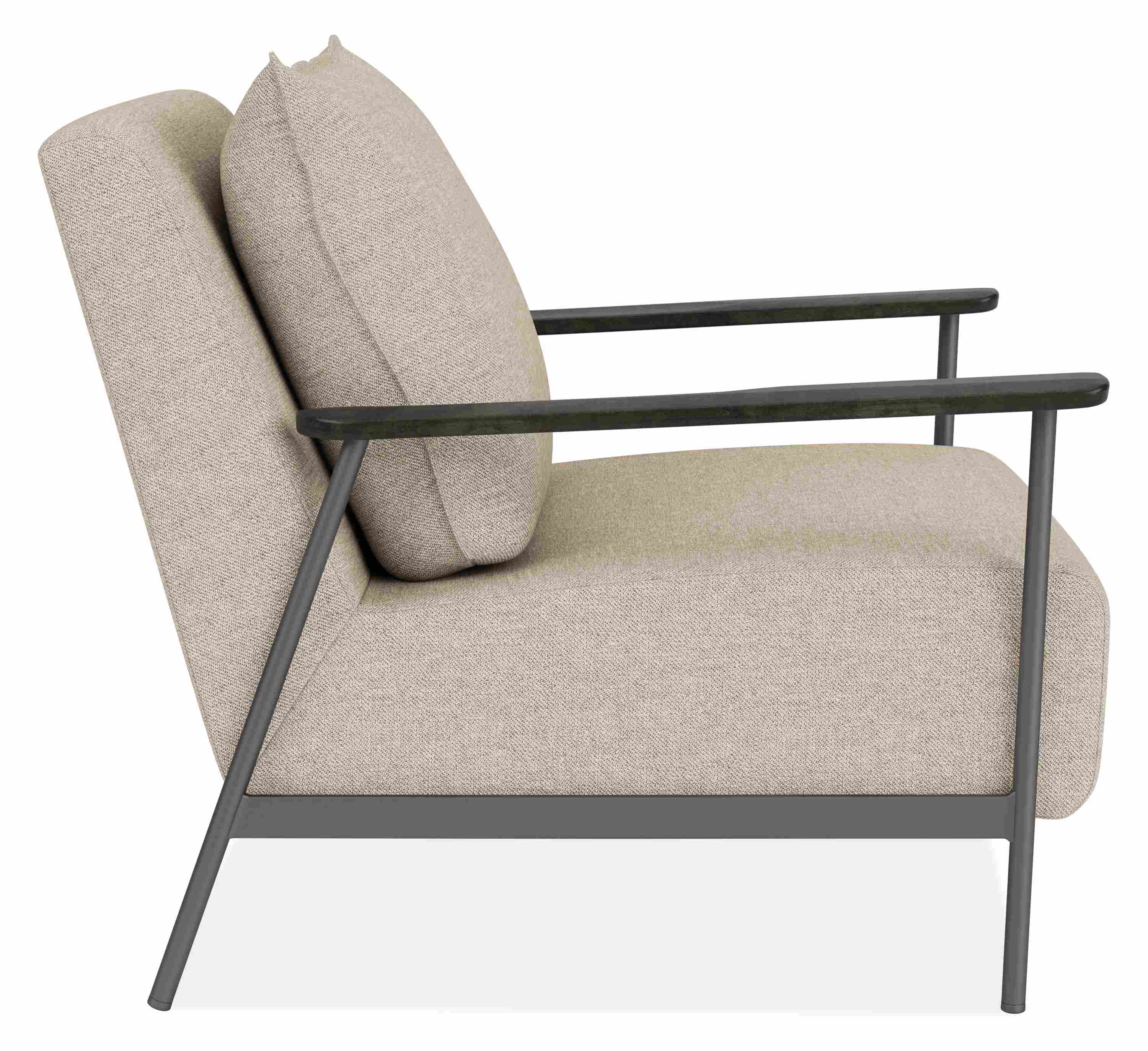 Side view of Xavier Chair in Gino Fabric.