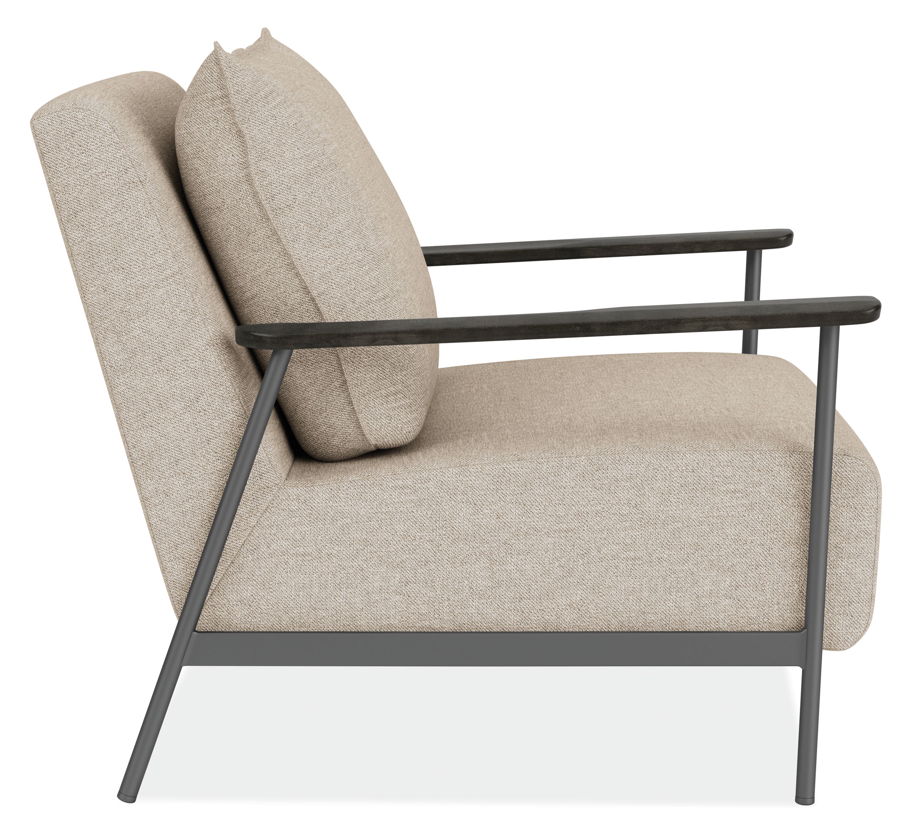 Side view of Xavier Chair in Gino Fabric.