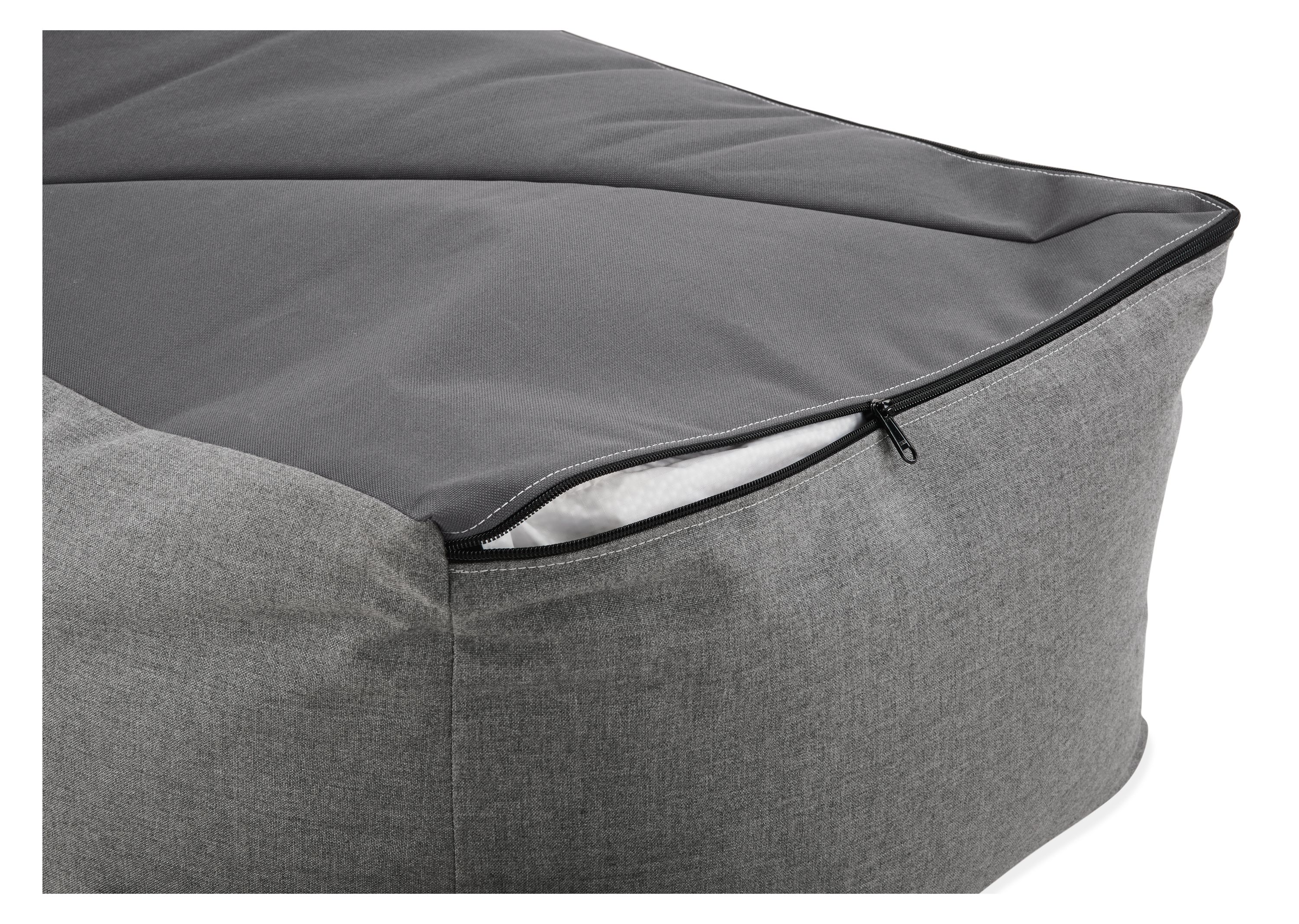 Detail of Yamba 40w 22d 14h Ottoman in Sunbrella Canvas Slate.