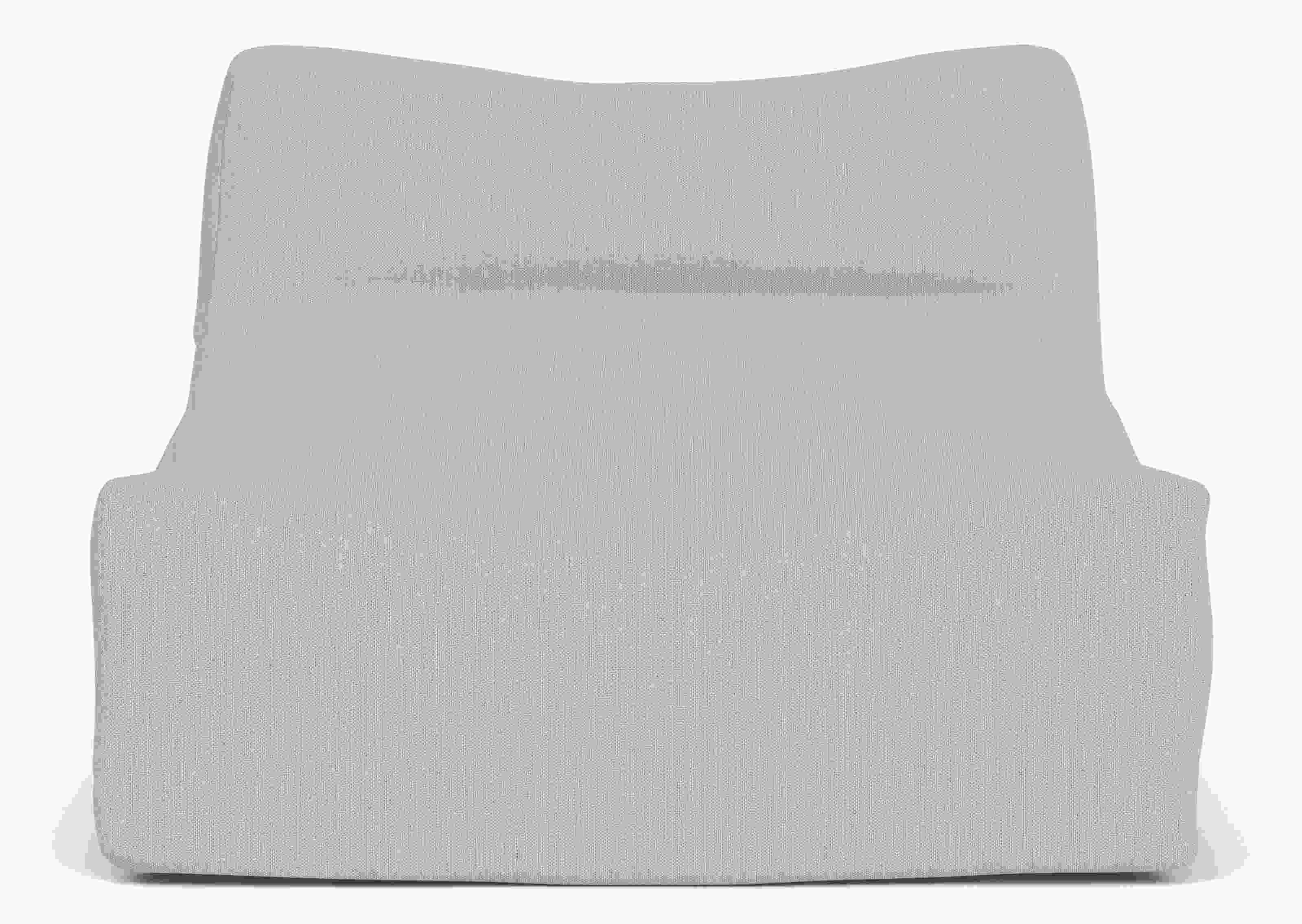 Front view of Yamba chair in Mist grey fabric.