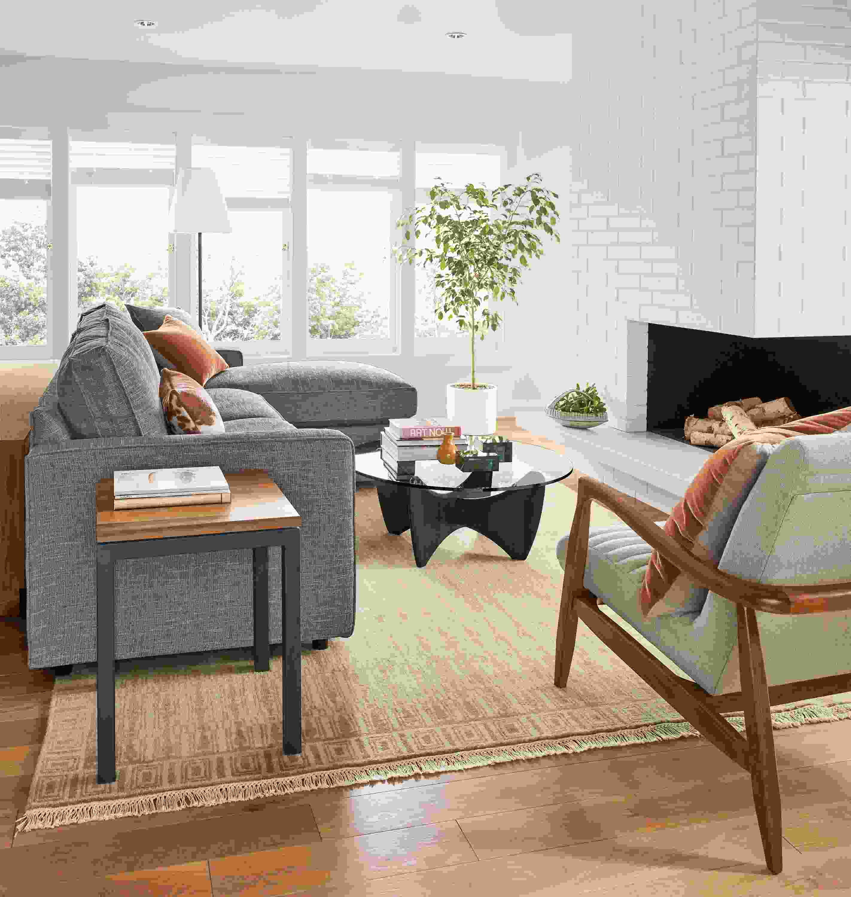 Detail of York 105-inch sofa with right-arm chaise.