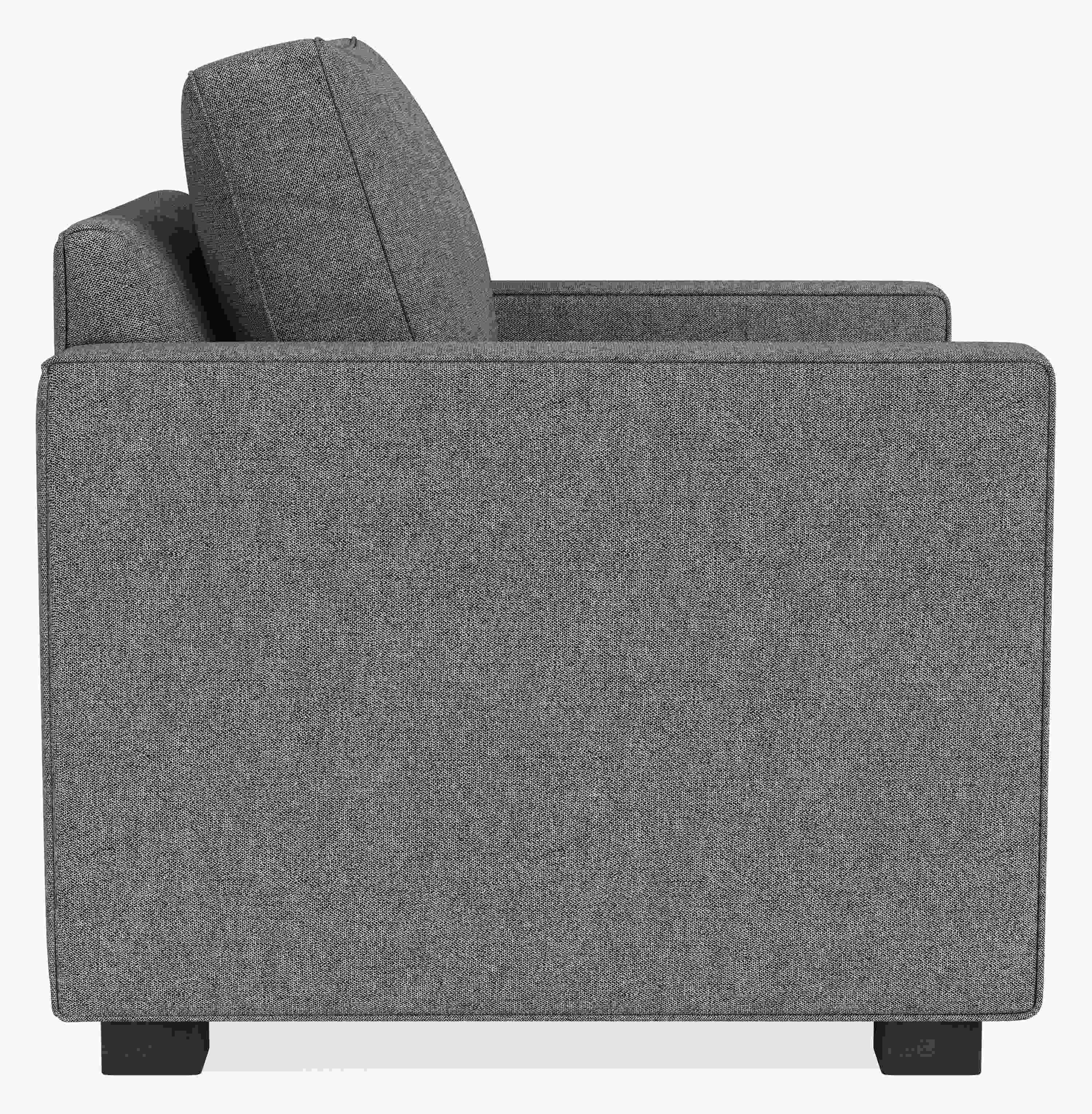 Side view of York Chair in Tepic Fabric.