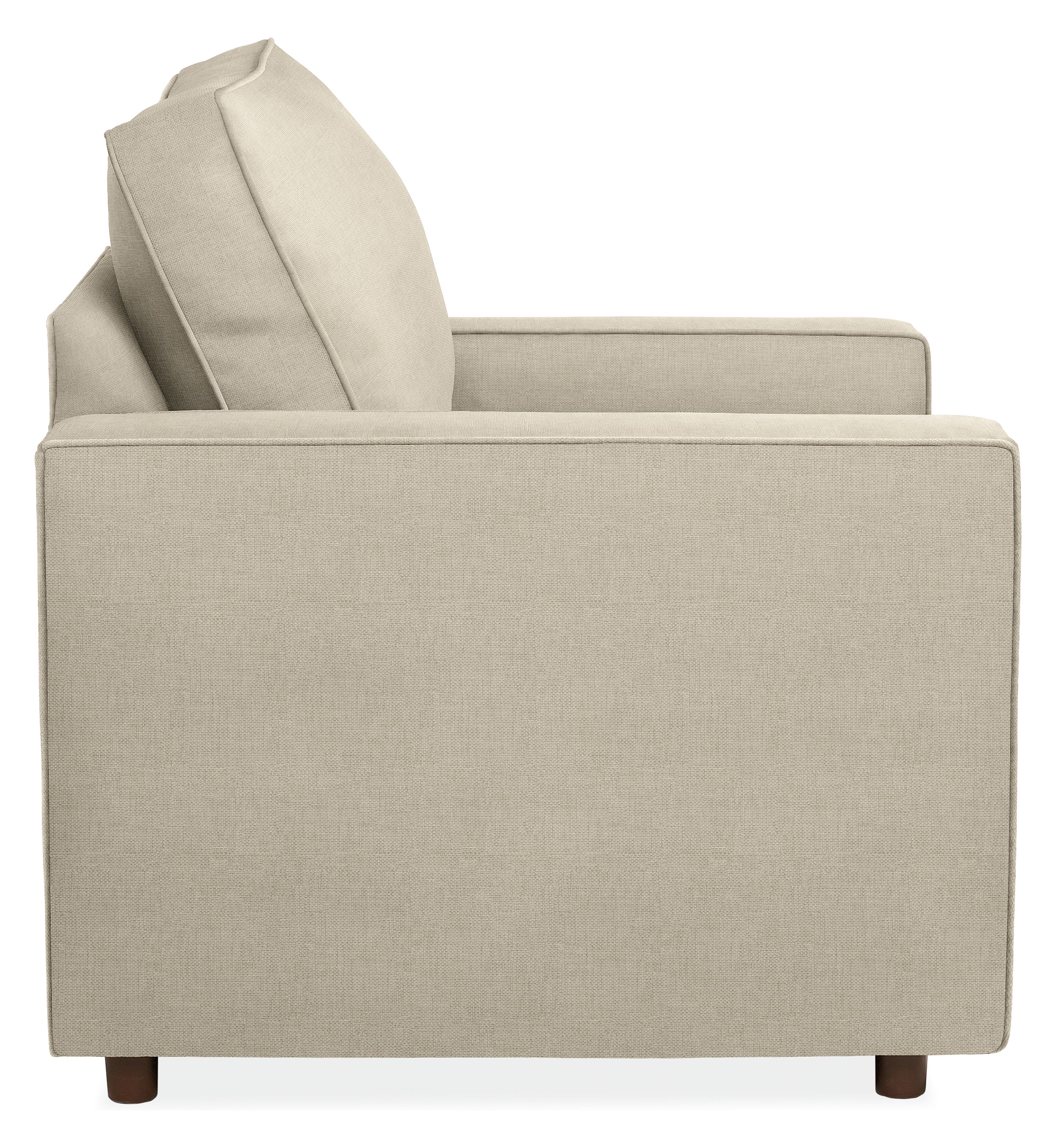 Side view of York Chair in Sumner Linen.