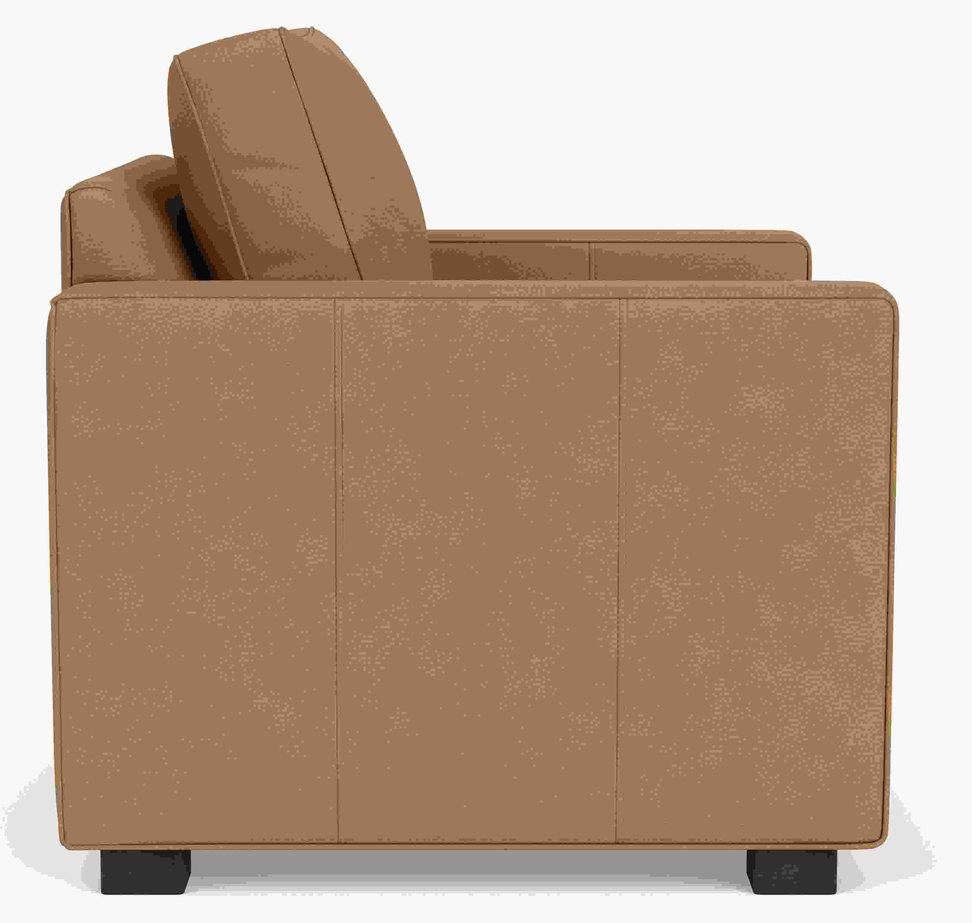 Side view of York chiar in Laino camel leather.