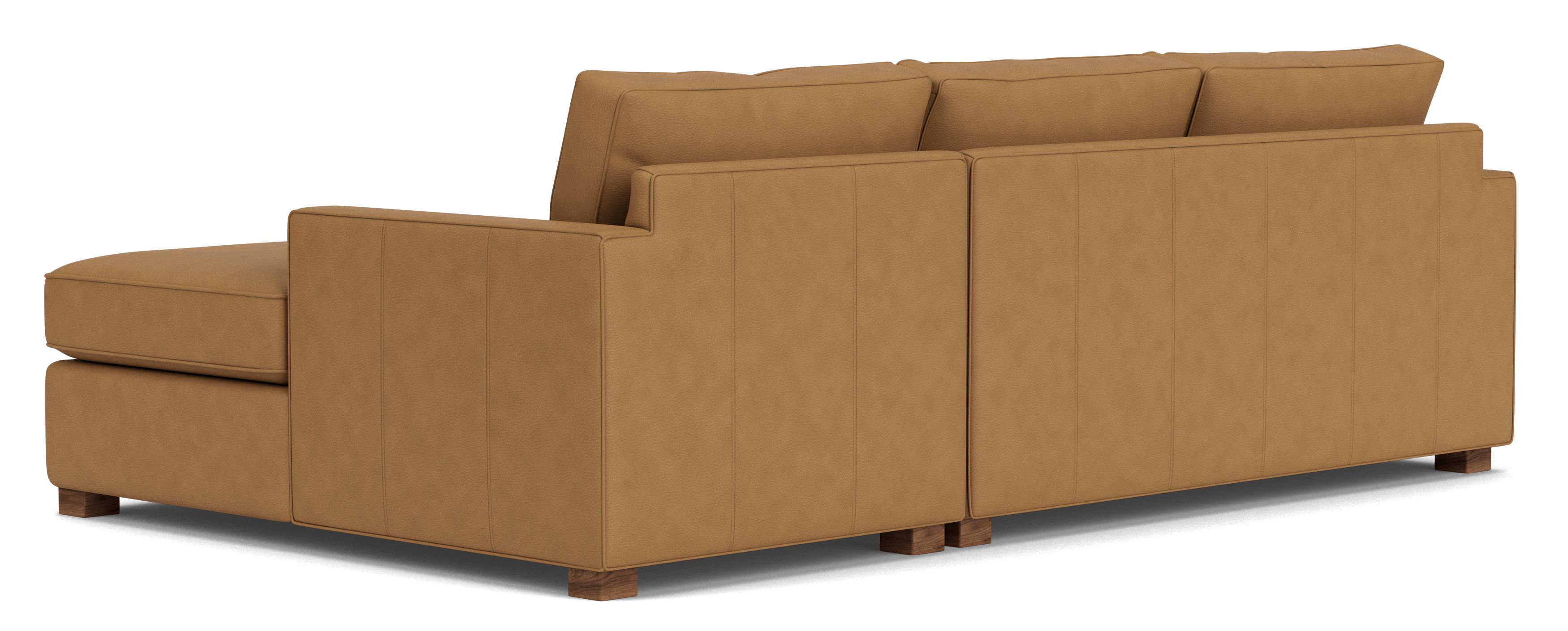 Back view of York 105" Sofa with Right-Arm Chaise in Leather