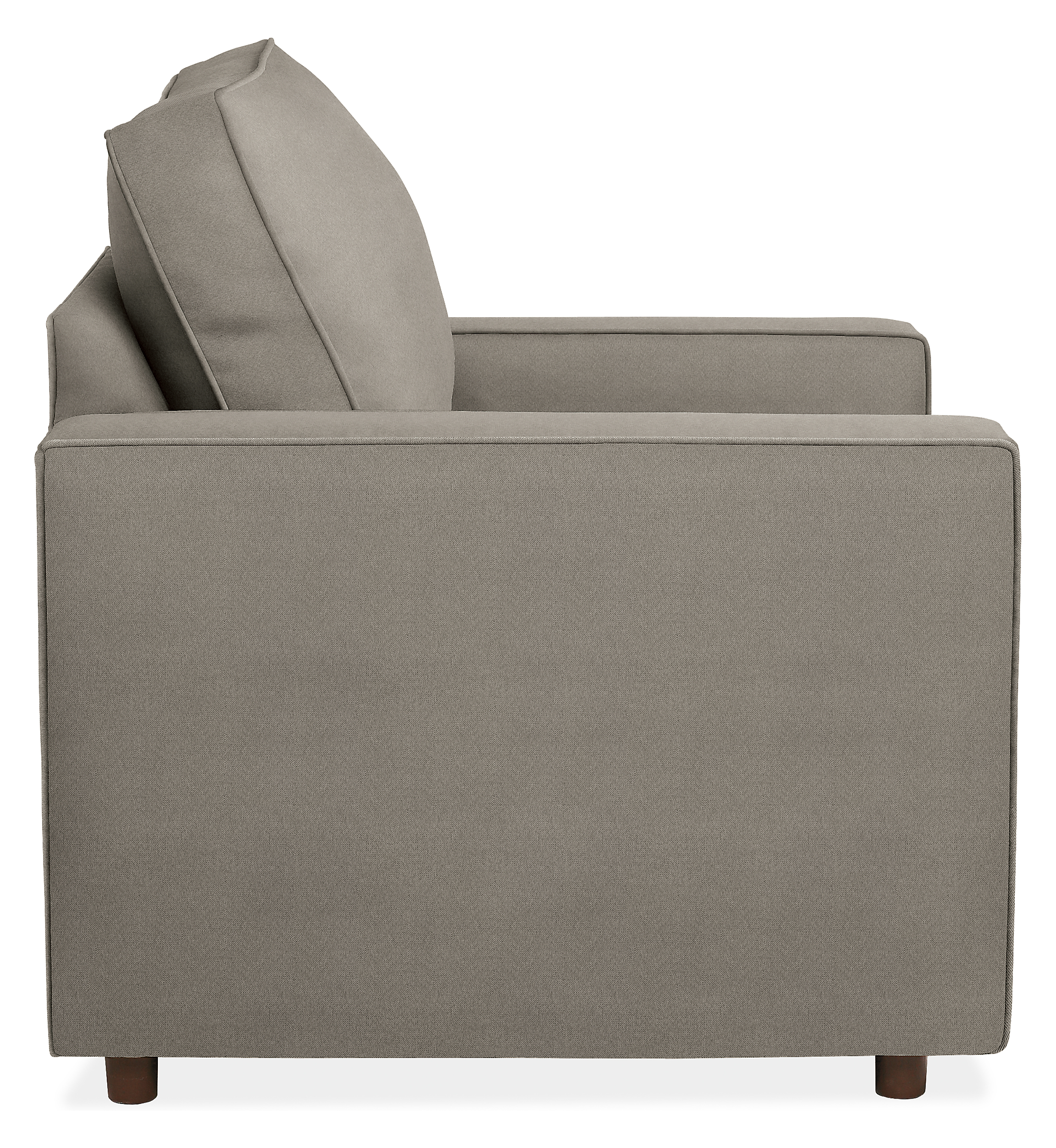 Side view of York chair in cement fabric.