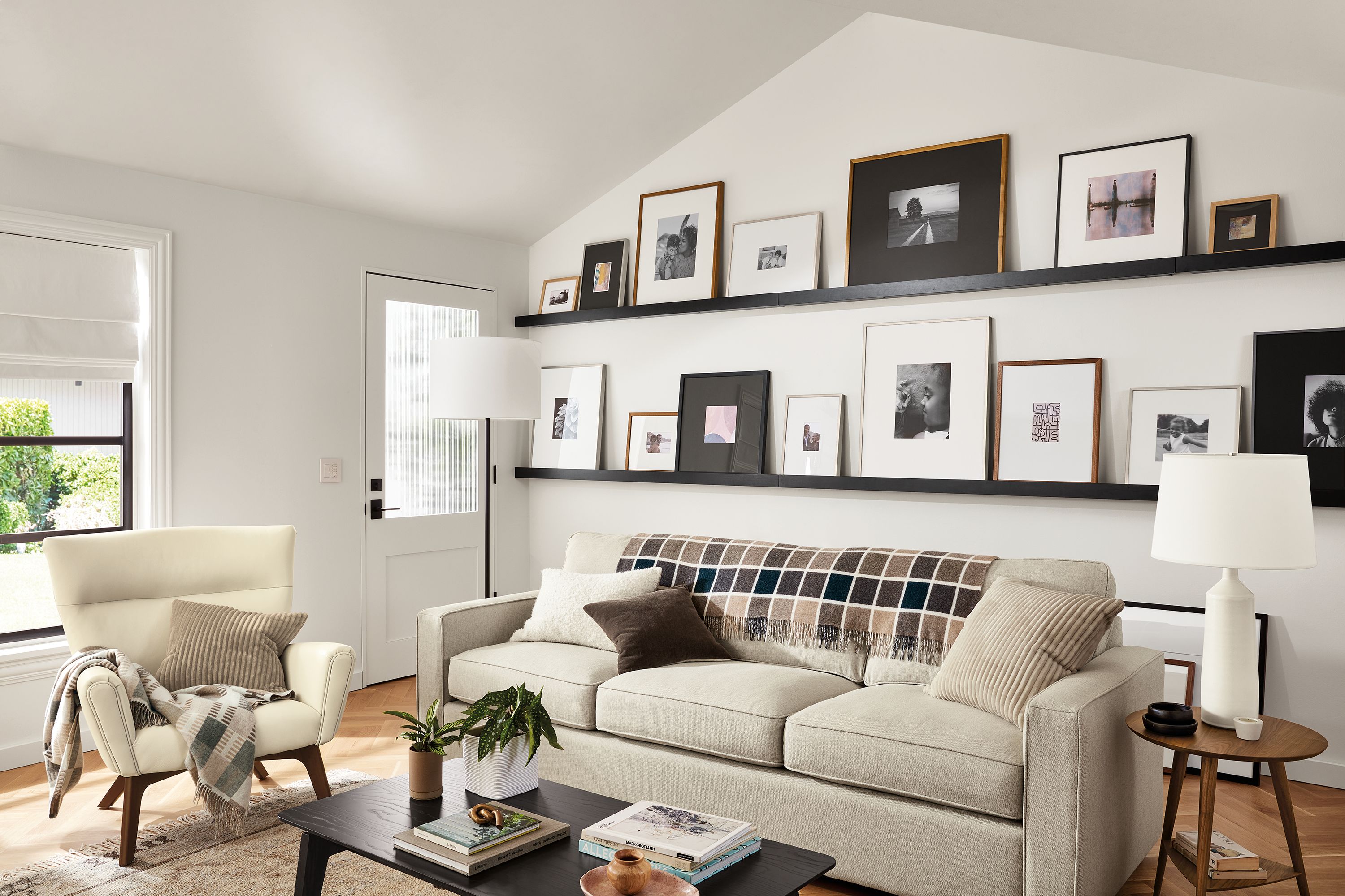 room setting including york sofa, boden chair, orlin coffee table, villa rug.