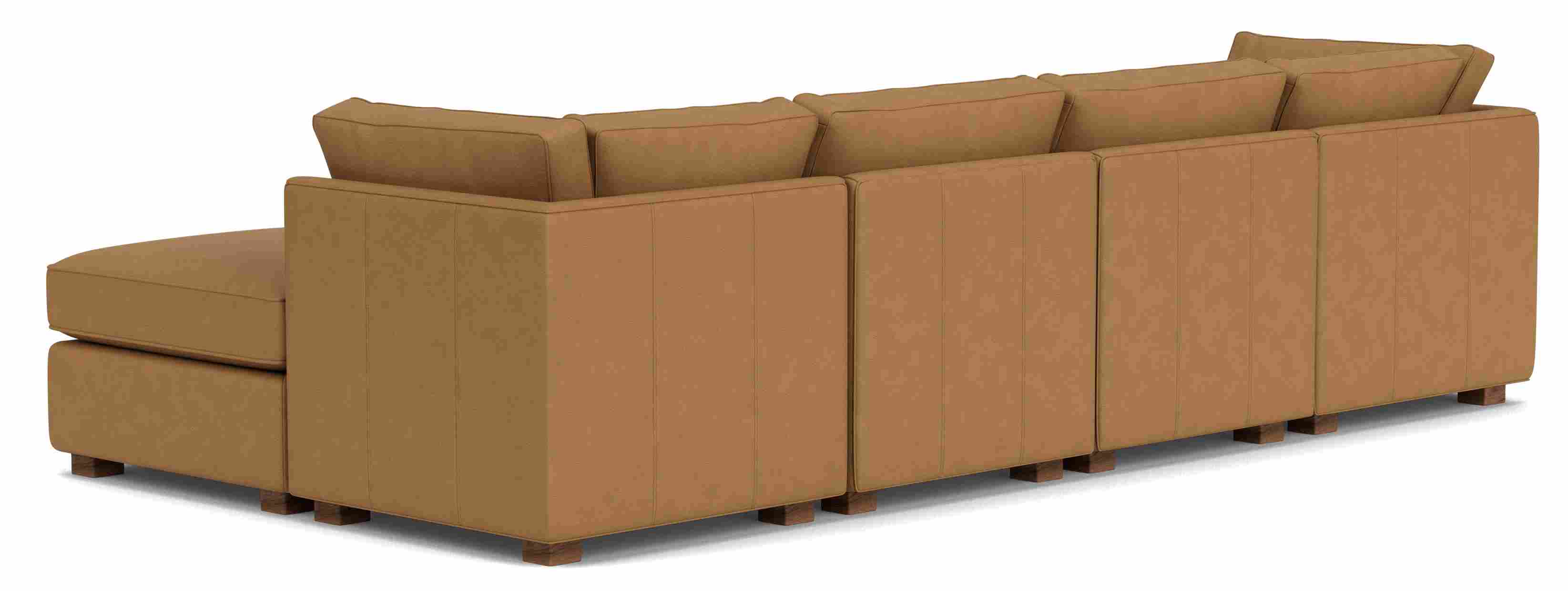Back view of York 132x70" Six-Piece Modular U-Shaped Sectional in Leather