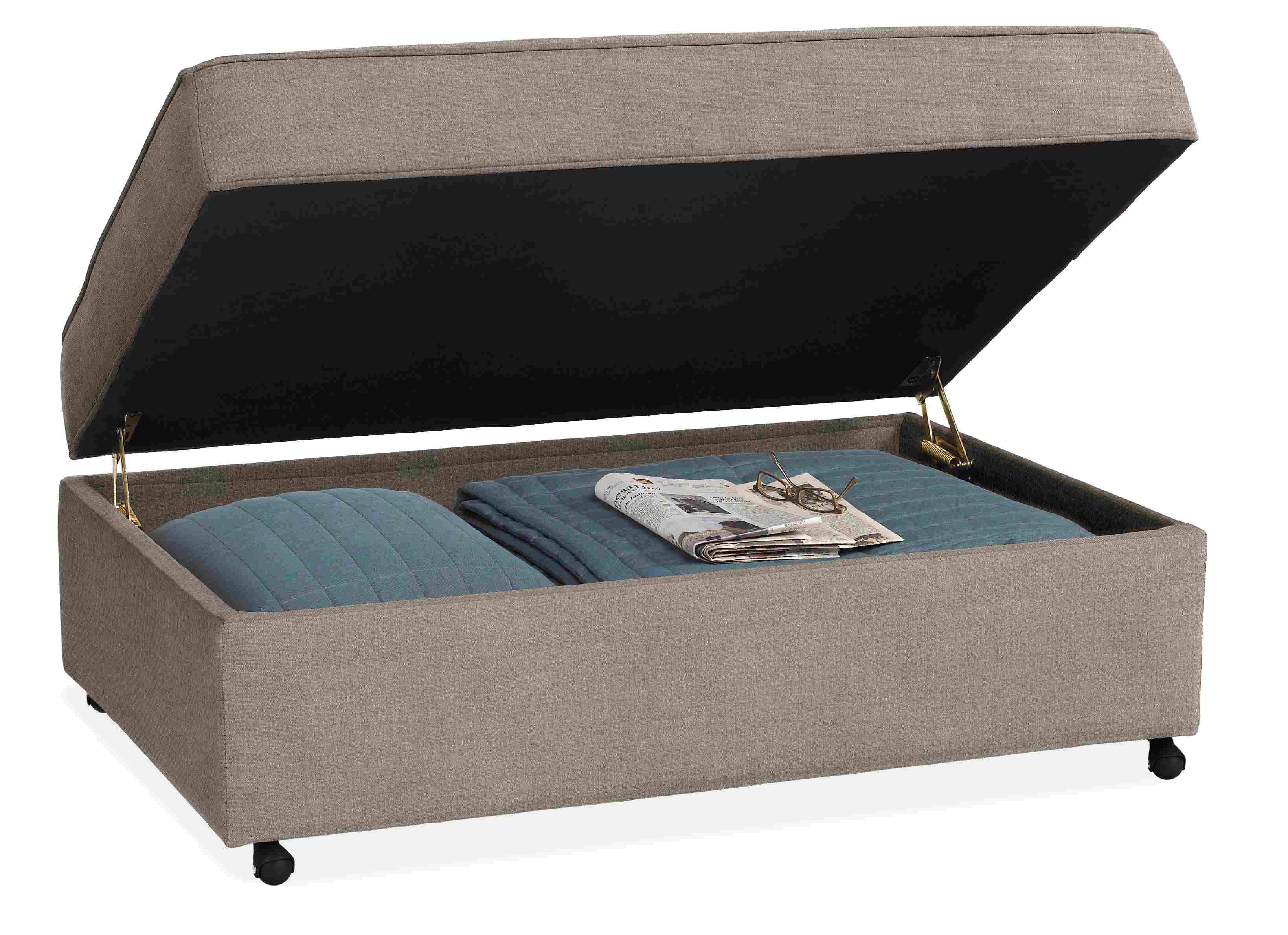 York storage ottoman in Hawkins Cement