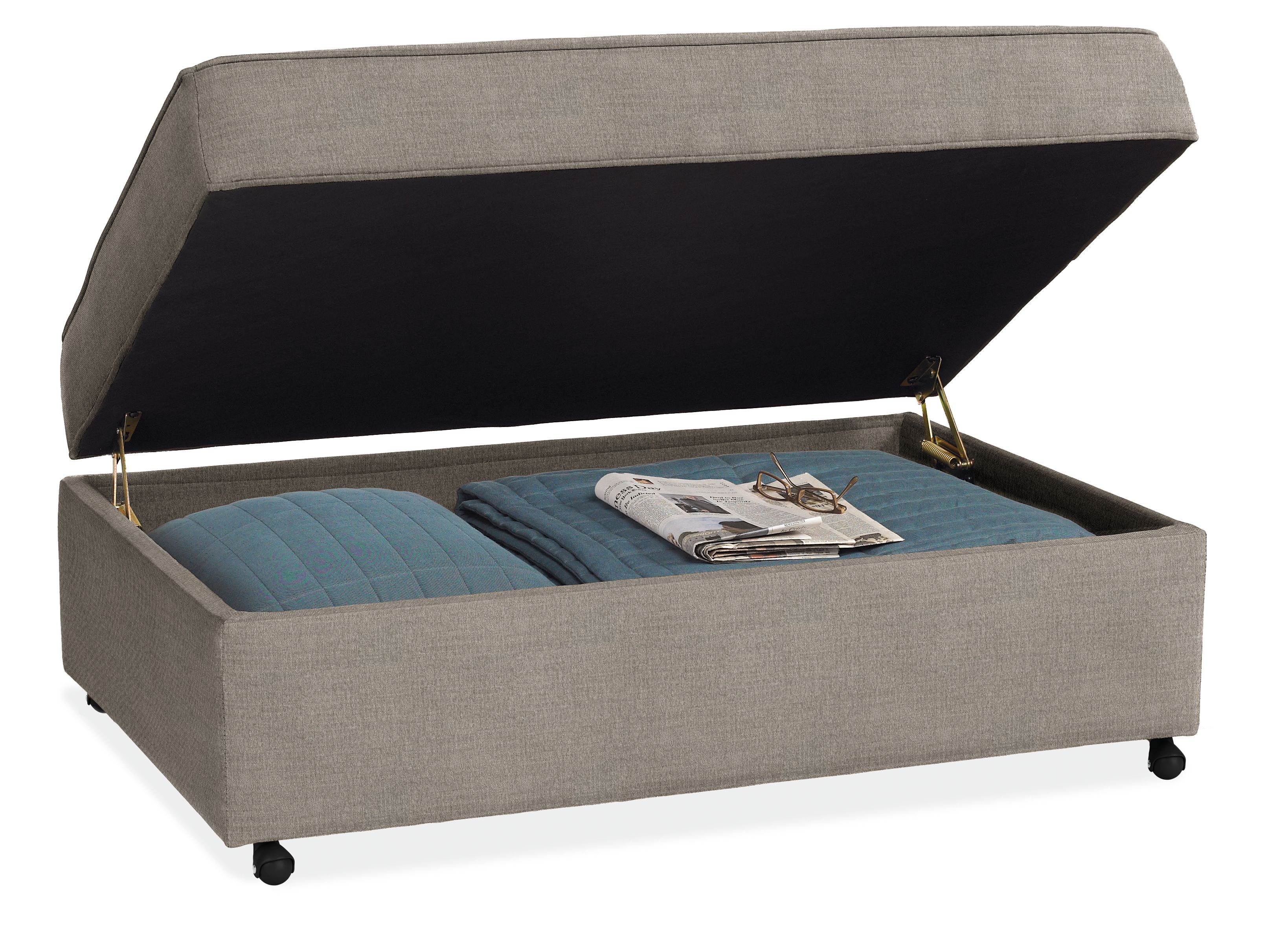 York storage ottoman in Hawkins Cement