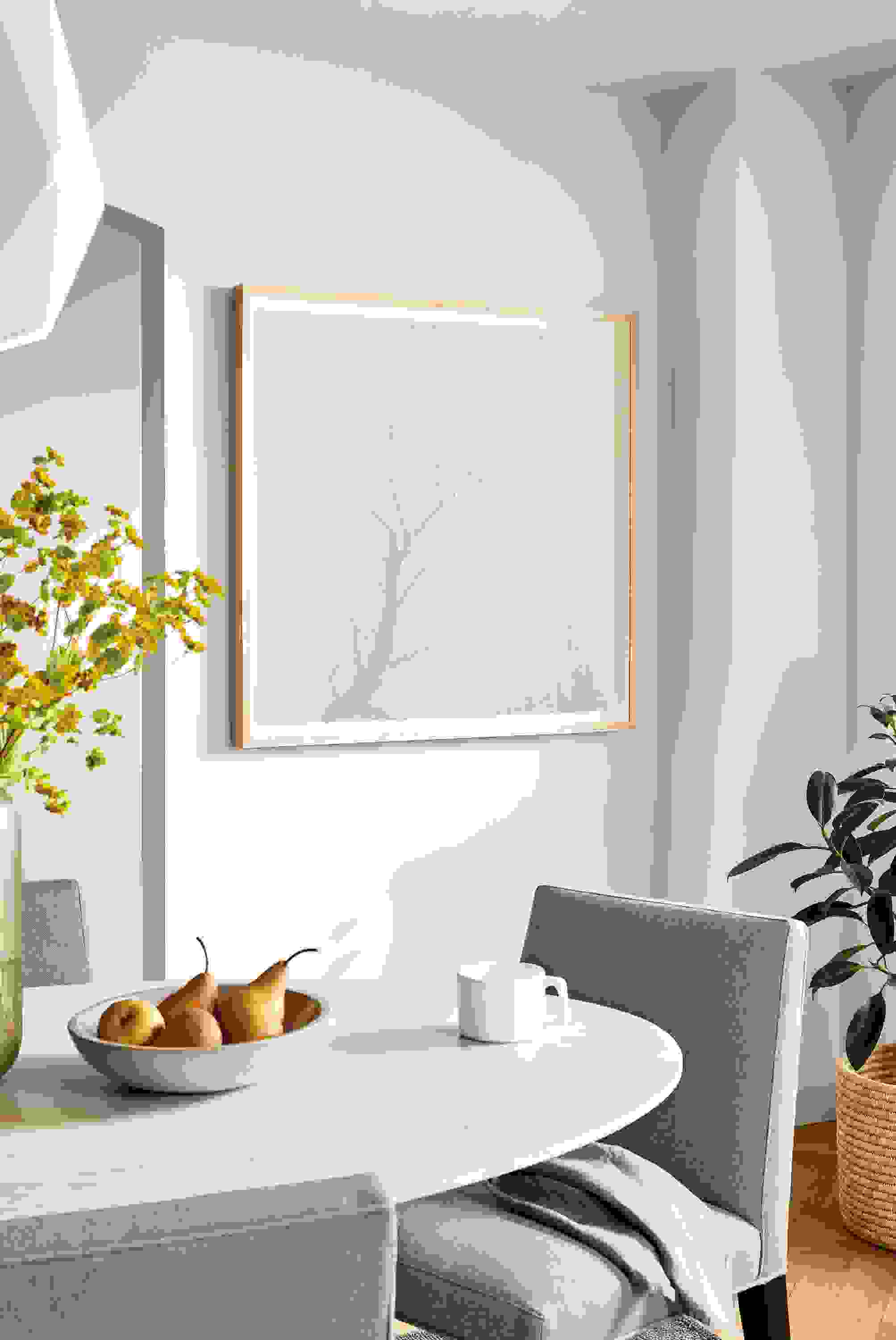 detail of ayomi yoshida print, In A Misty, in dining room.
