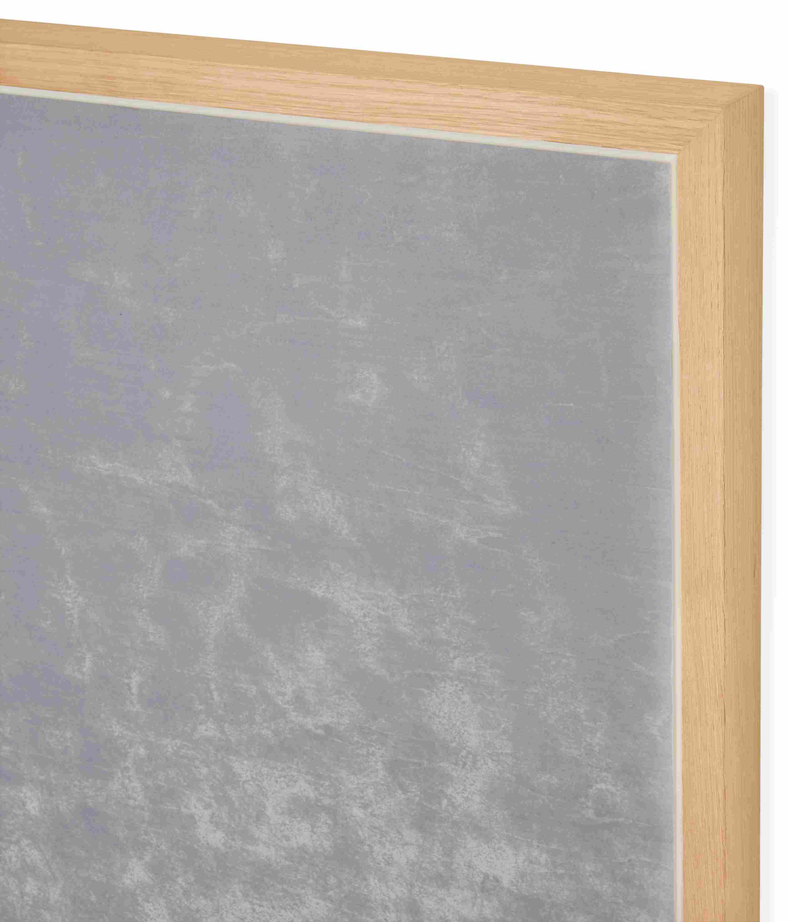 Detail of white oak frame corner on 2025 limited edition artwork, north sea cloudy morning by ayomi yoshida.
